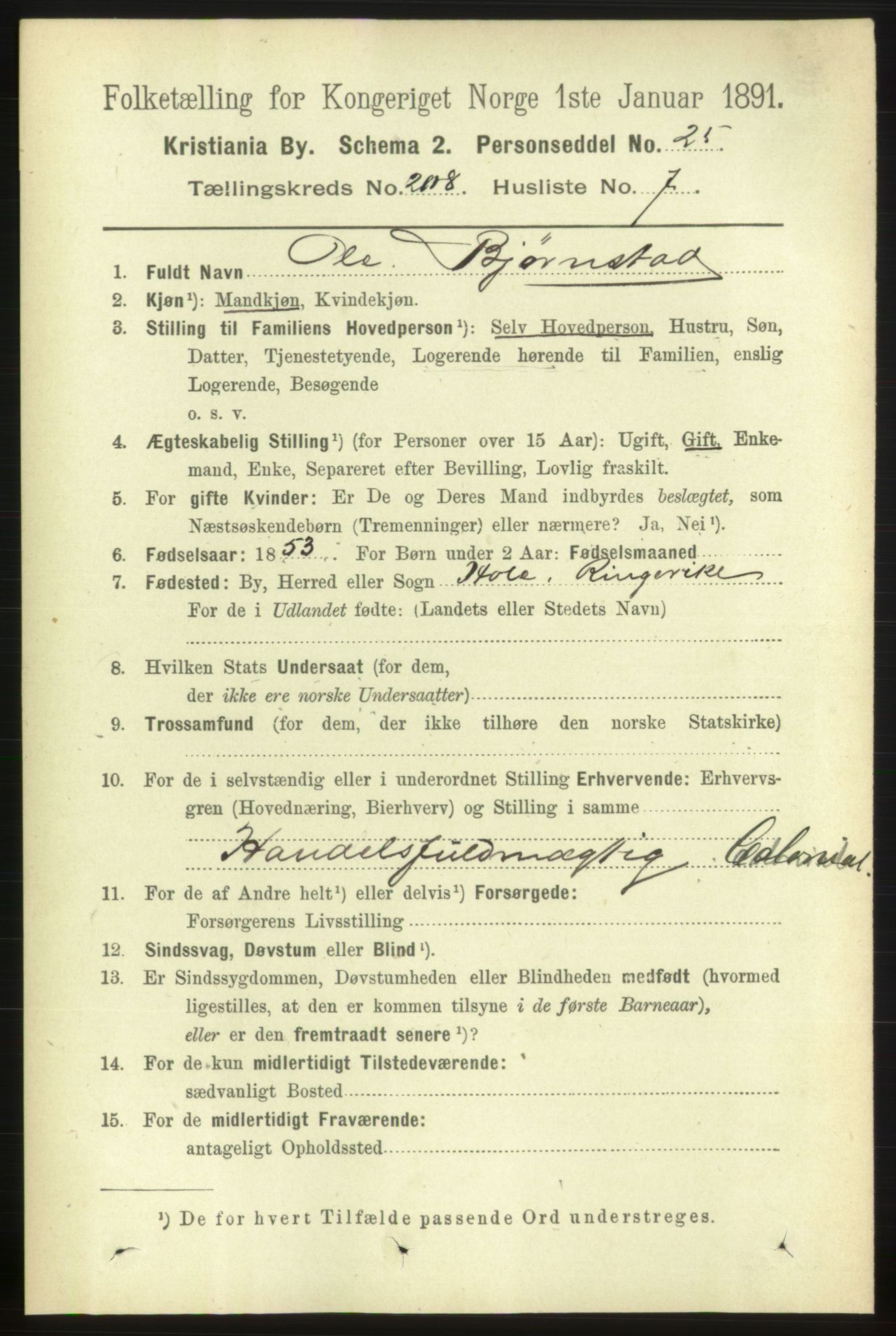 RA, 1891 census for 0301 Kristiania, 1891, p. 125013