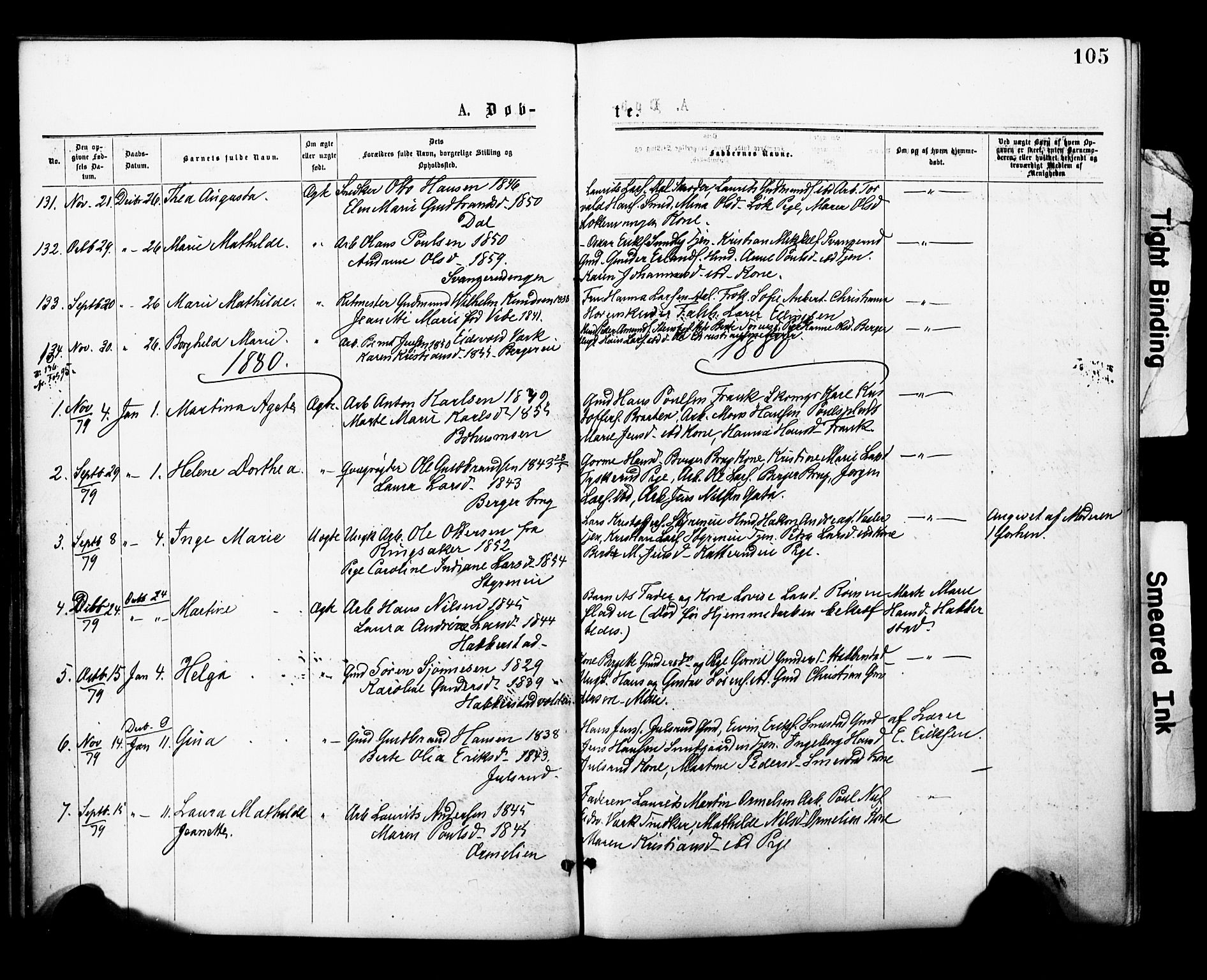Eidsvoll prestekontor Kirkebøker, SAO/A-10888/F/Fa/L0001: Parish register (official) no. I 1, 1877-1881, p. 105