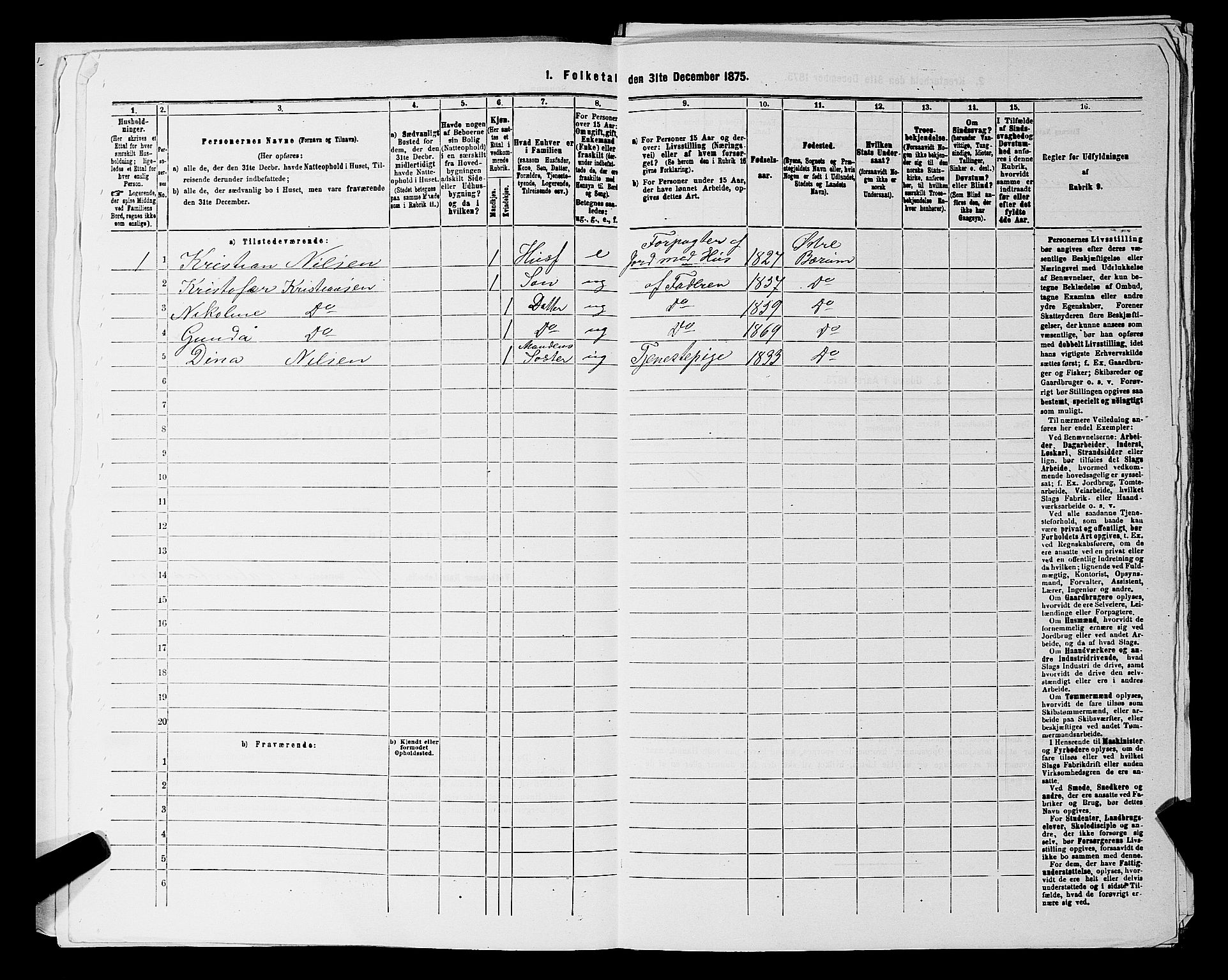 RA, 1875 census for 0220P Asker, 1875, p. 1658