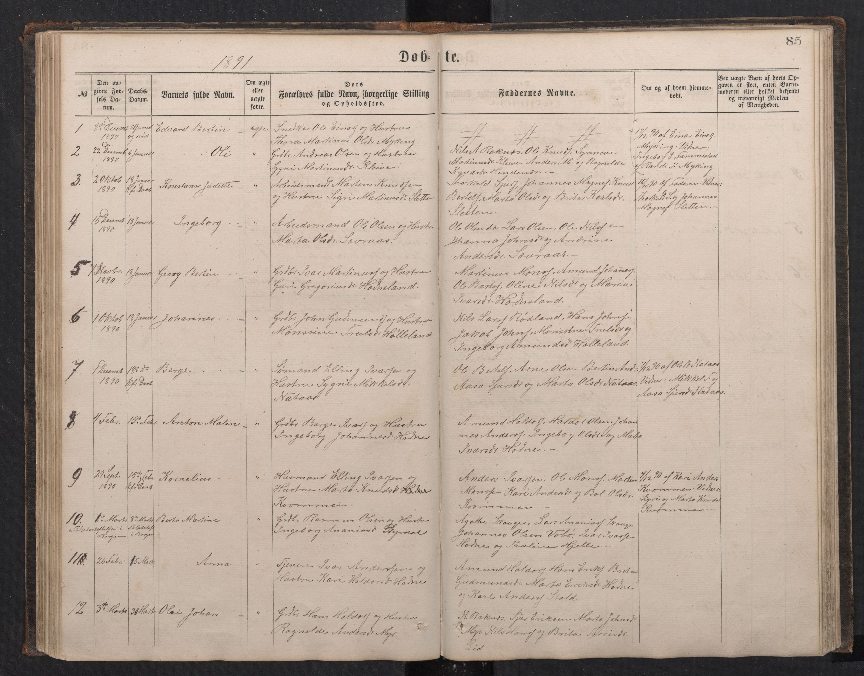 Lindås Sokneprestembete, SAB/A-76701/H/Hab: Parish register (copy) no. E 2, 1867-1892, p. 84b-85a