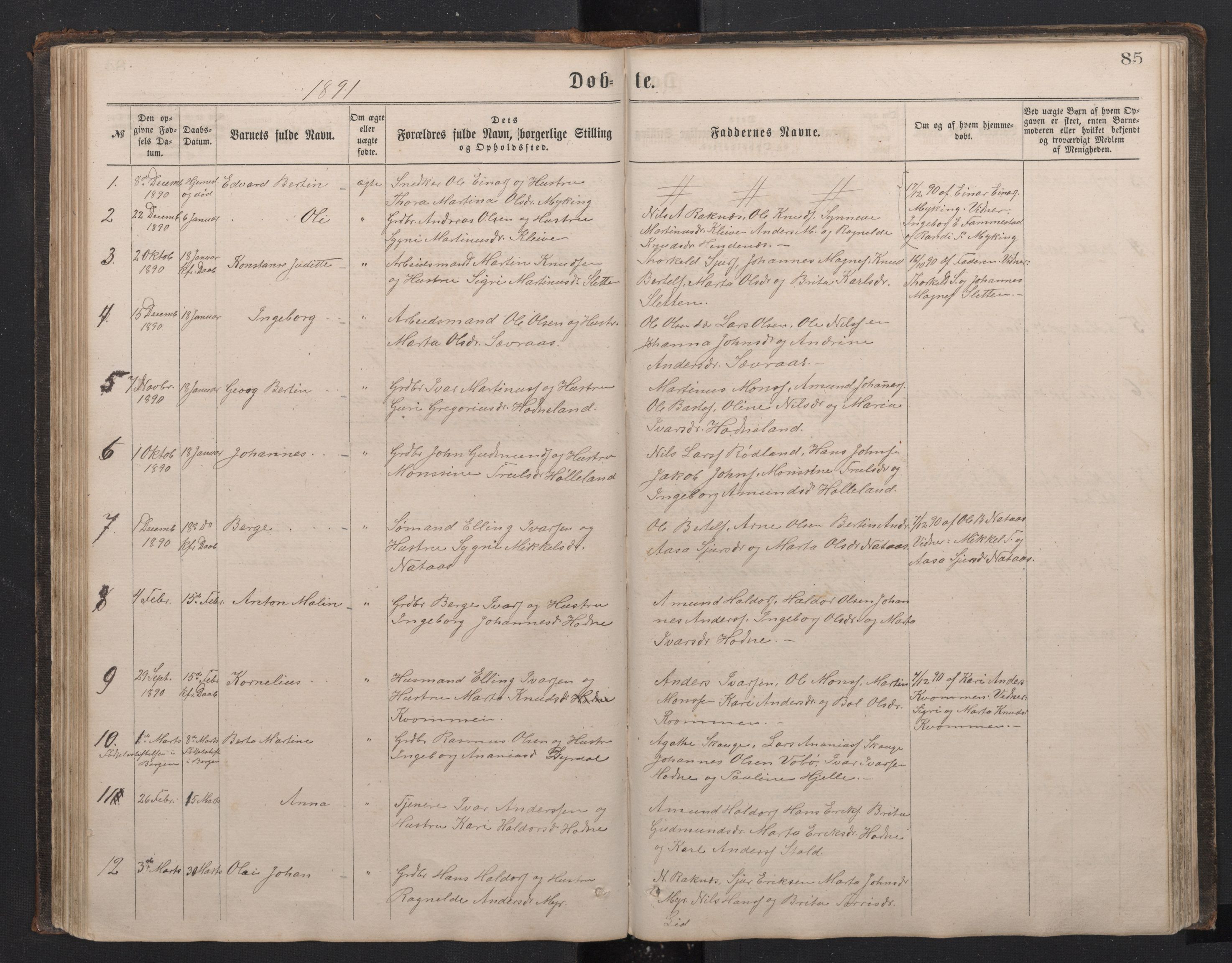 Lindås Sokneprestembete, AV/SAB-A-76701/H/Hab/Habe/L0002: Parish register (copy) no. E 2, 1867-1892, p. 84b-85a