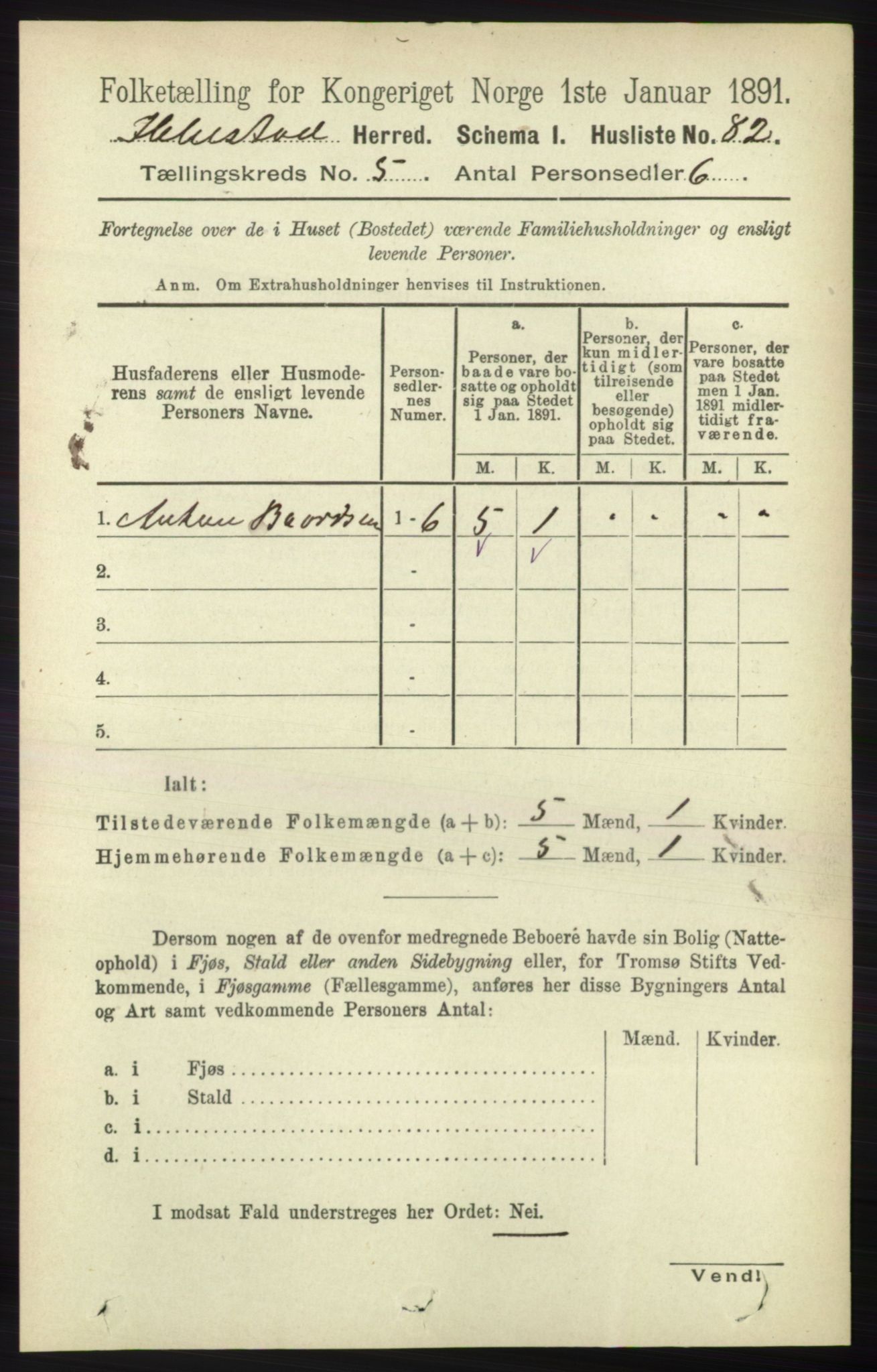 RA, 1891 census for 1917 Ibestad, 1891, p. 2926