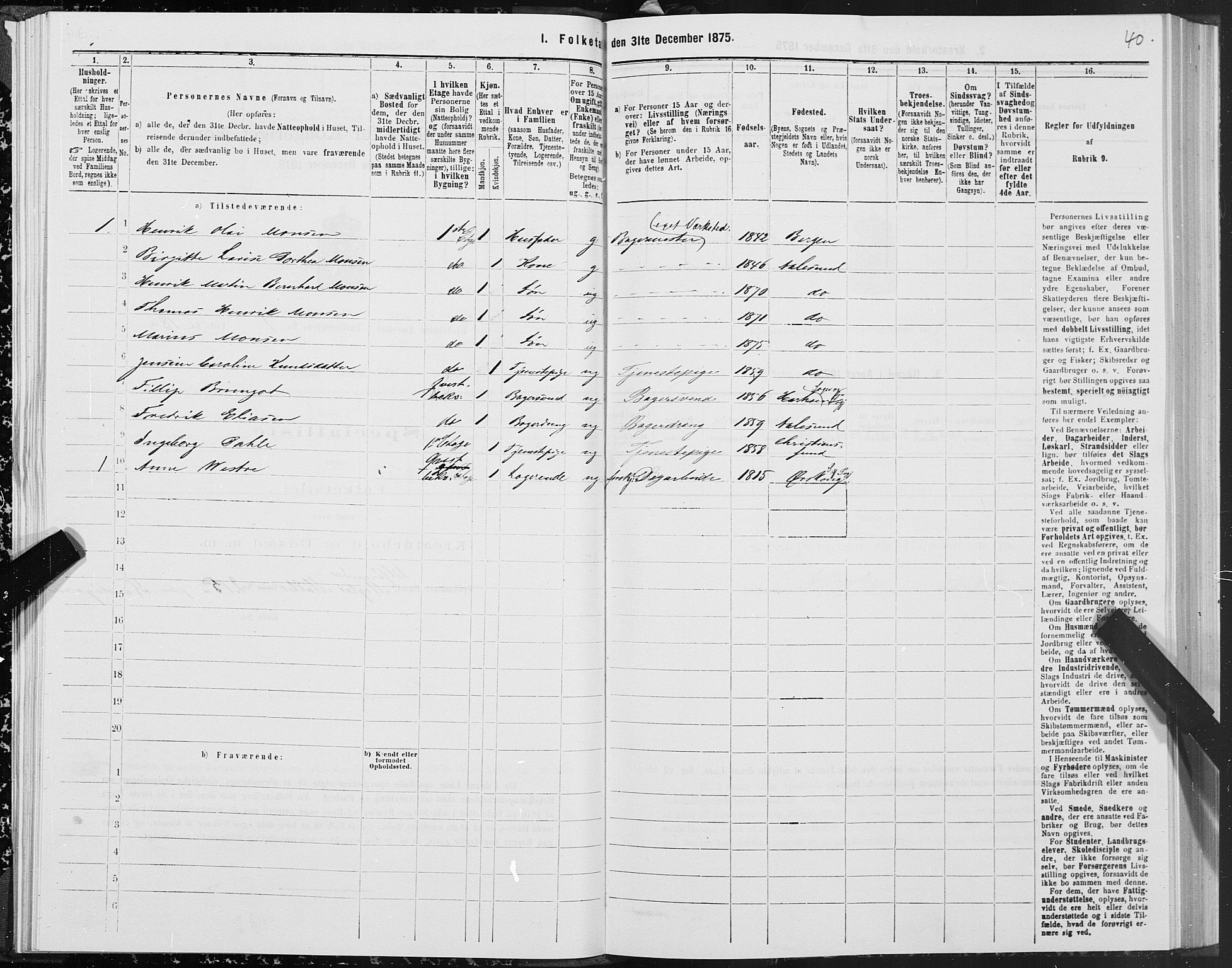 SAT, 1875 census for 1501P Ålesund, 1875, p. 1040