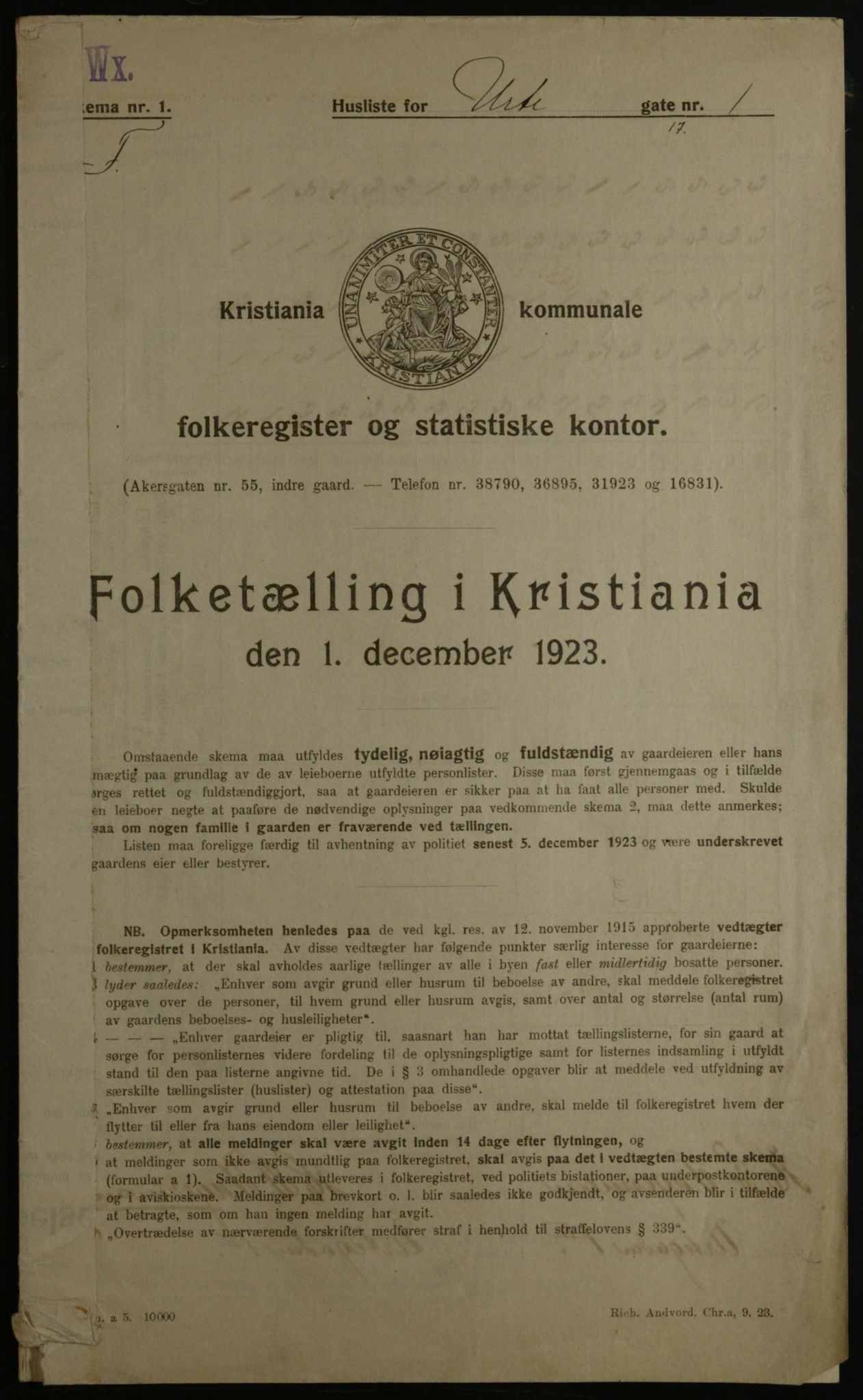 OBA, Municipal Census 1923 for Kristiania, 1923, p. 133270
