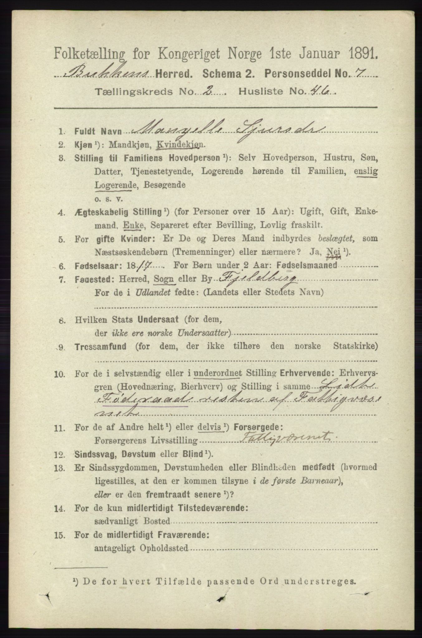 RA, 1891 census for 1145 Bokn, 1891, p. 585