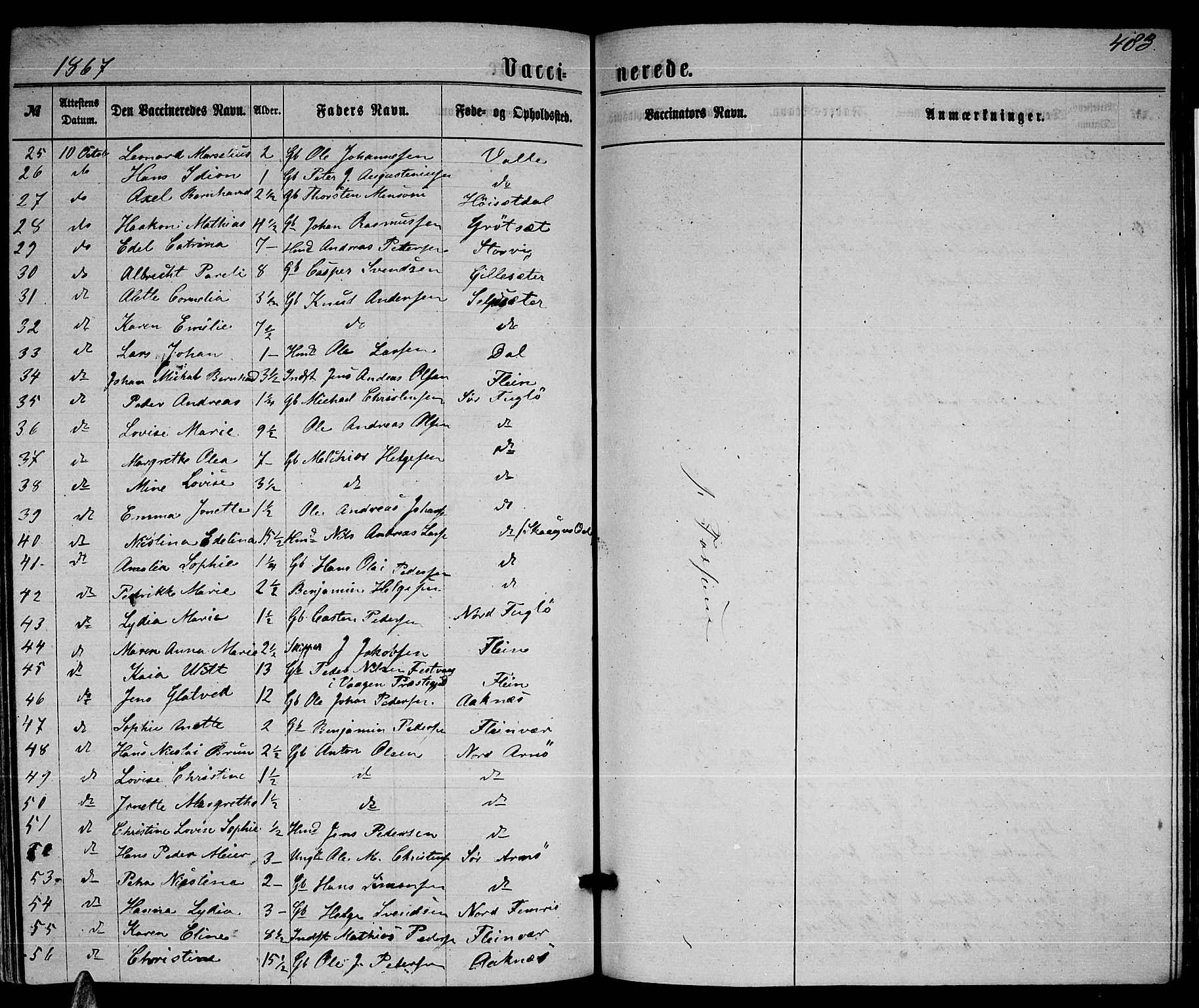 Ministerialprotokoller, klokkerbøker og fødselsregistre - Nordland, AV/SAT-A-1459/805/L0107: Parish register (copy) no. 805C03, 1862-1885, p. 483