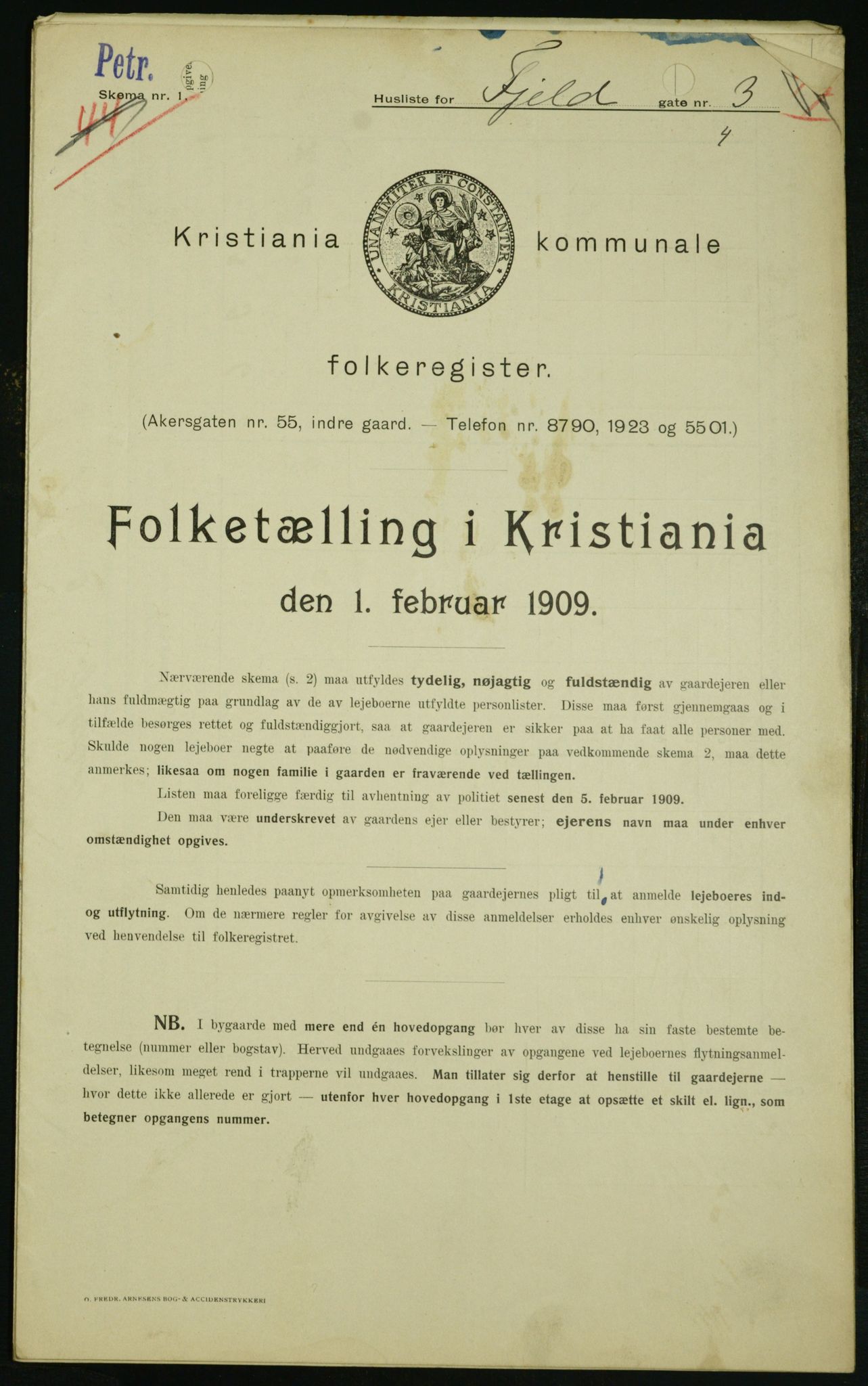 OBA, Municipal Census 1909 for Kristiania, 1909, p. 21953