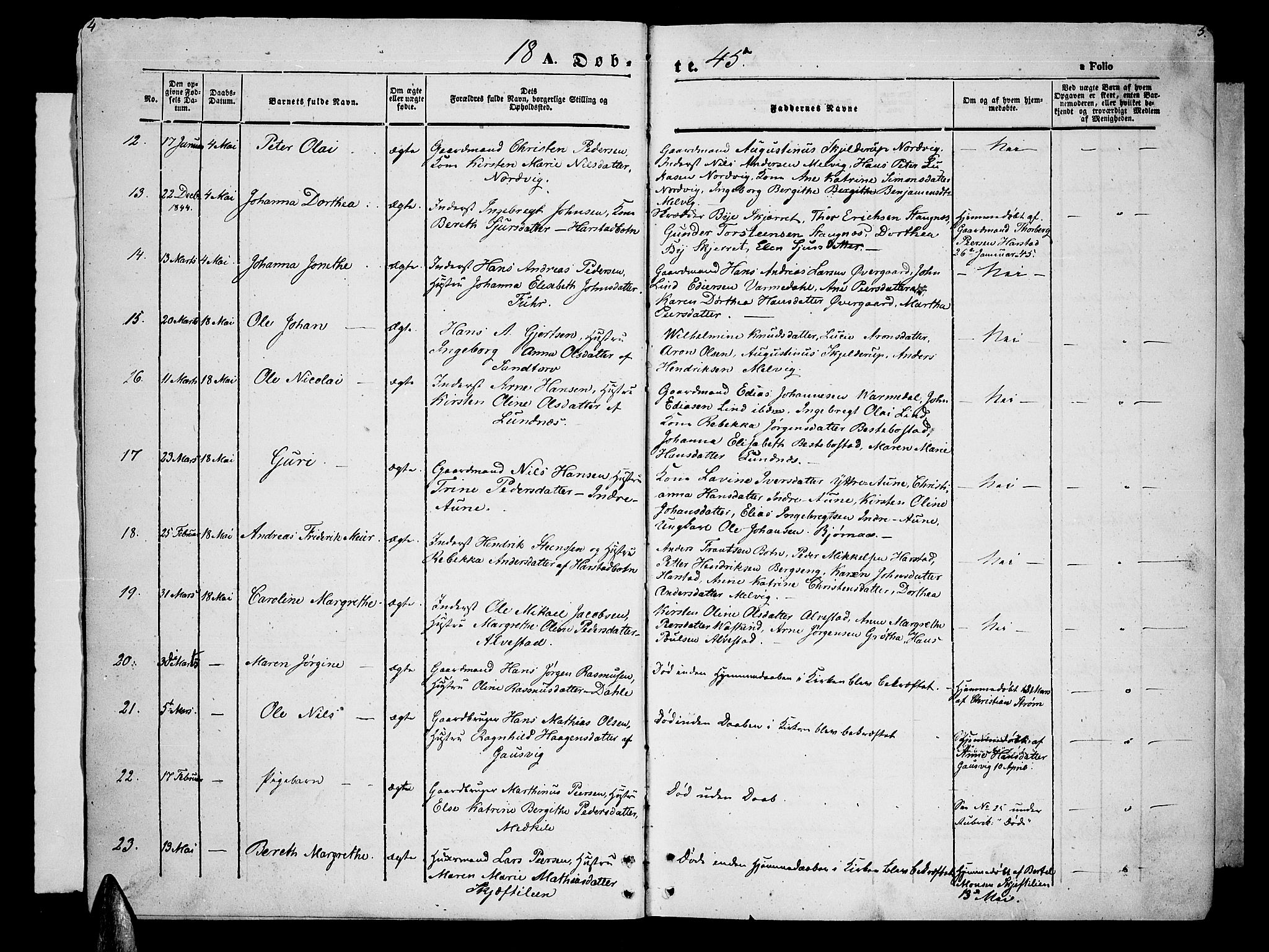 Trondenes sokneprestkontor, SATØ/S-1319/H/Hb/L0006klokker: Parish register (copy) no. 6, 1845-1855, p. 4-5