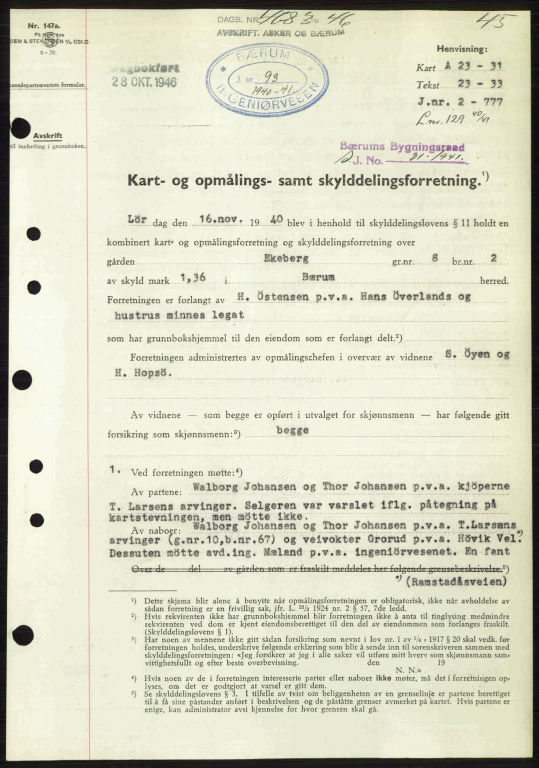 Aker herredsskriveri, AV/SAO-A-10896/G/Gb/Gbb/Gbbb/L0036: Mortgage book no. A82, 1946-1947, Diary no: : 4683/1946