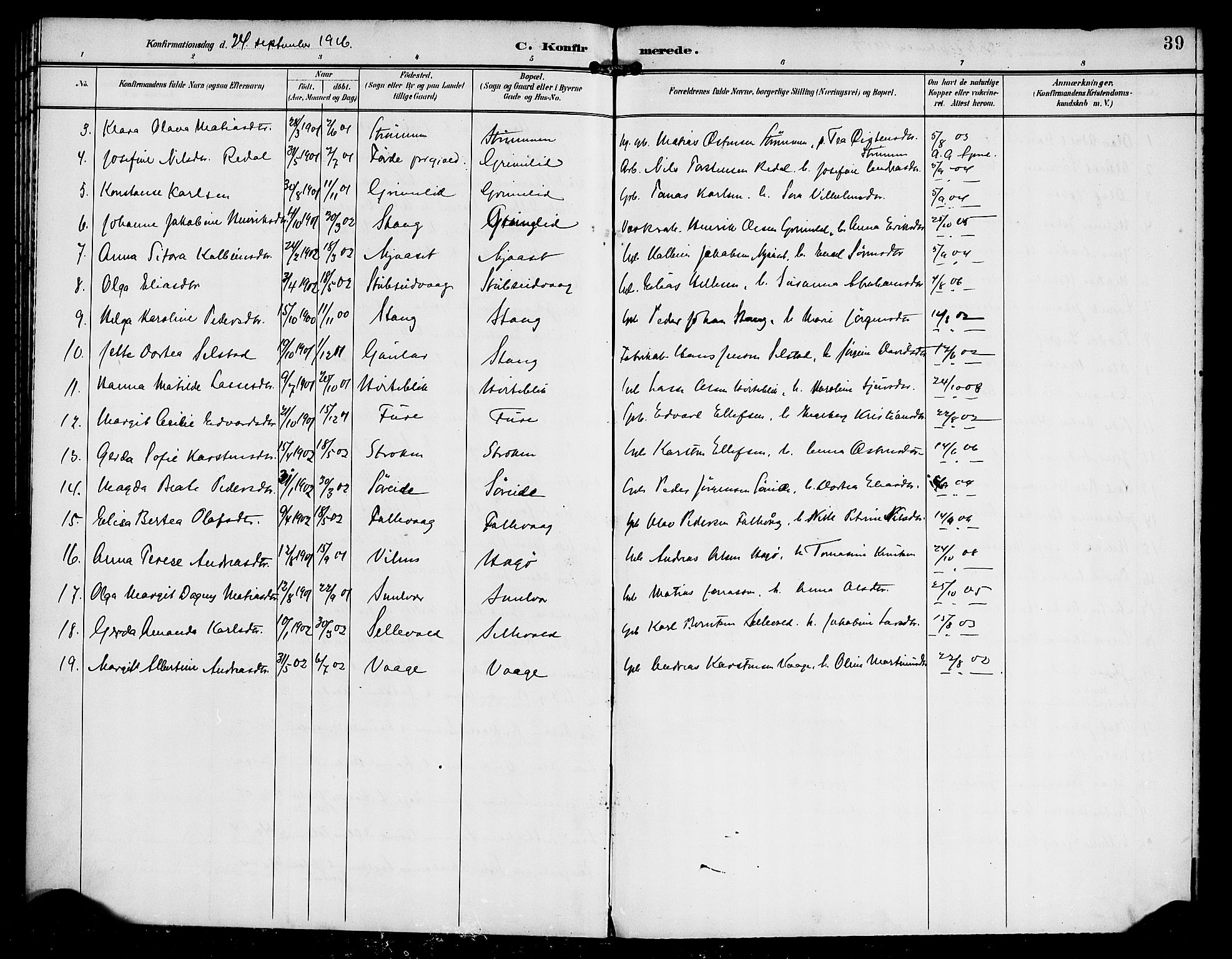 Askvoll sokneprestembete, AV/SAB-A-79501/H/Haa/Haab/L0001: Parish register (official) no. B 1, 1896-1920, p. 39