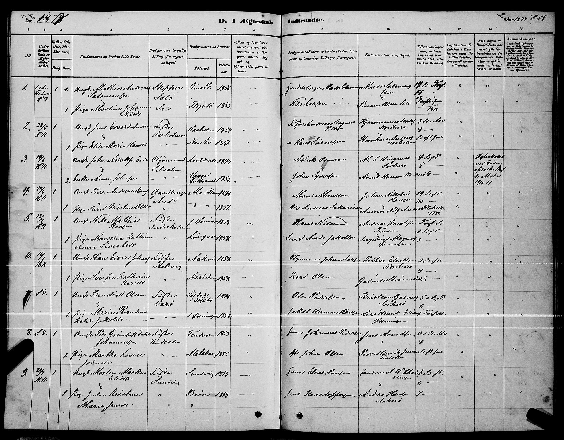 Ministerialprotokoller, klokkerbøker og fødselsregistre - Nordland, SAT/A-1459/834/L0513: Parish register (copy) no. 834C04, 1877-1892, p. 368