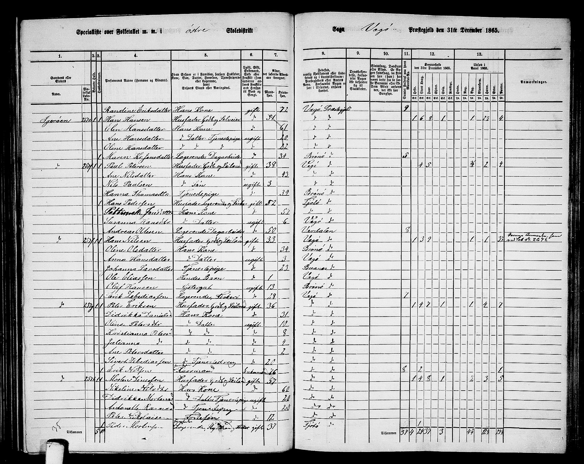 RA, 1865 census for Vega, 1865, p. 9