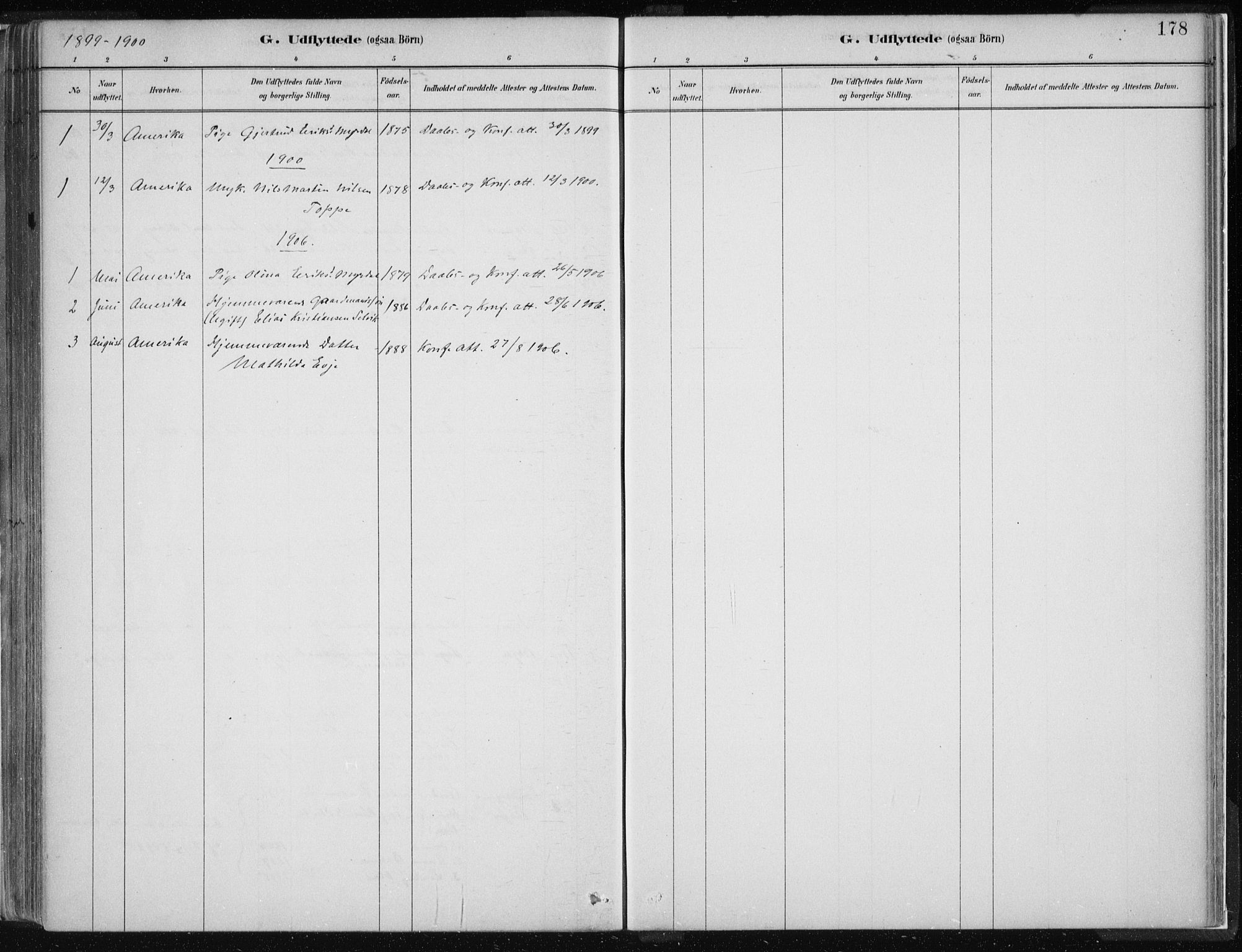 Hamre sokneprestembete, AV/SAB-A-75501/H/Ha/Haa/Haad/L0001: Parish register (official) no. D  1, 1882-1906, p. 178