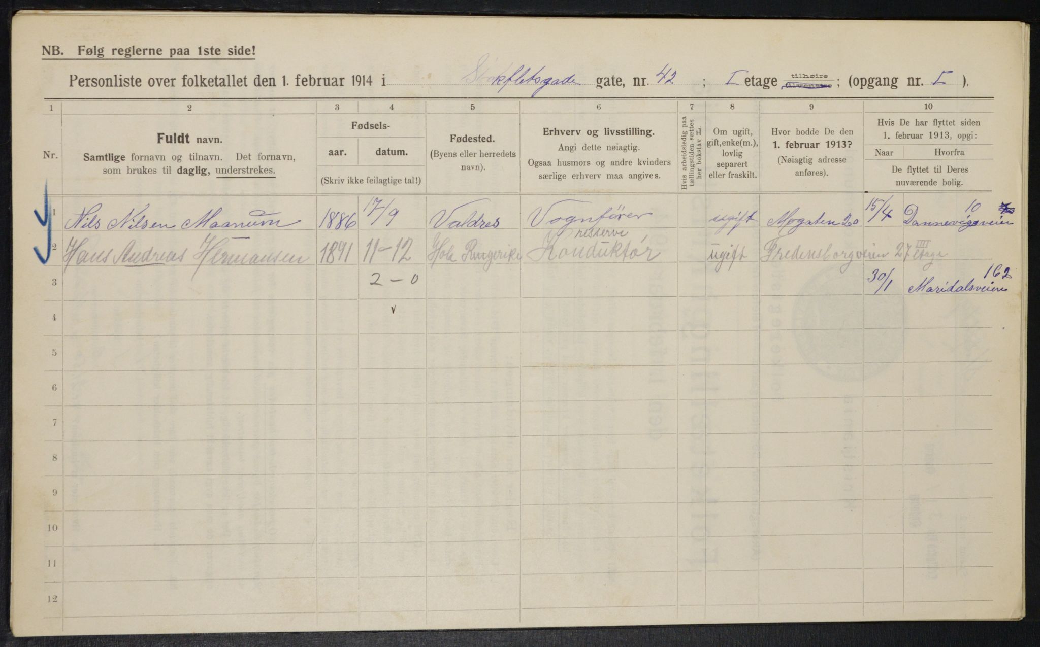 OBA, Municipal Census 1914 for Kristiania, 1914, p. 102278