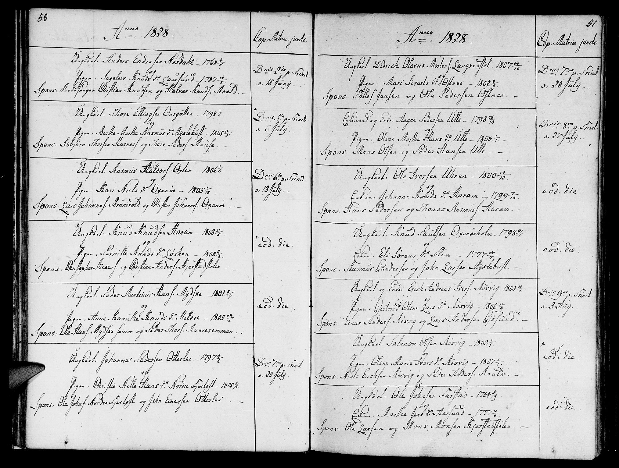 Ministerialprotokoller, klokkerbøker og fødselsregistre - Møre og Romsdal, AV/SAT-A-1454/536/L0494: Parish register (official) no. 536A03, 1803-1836, p. 50-51