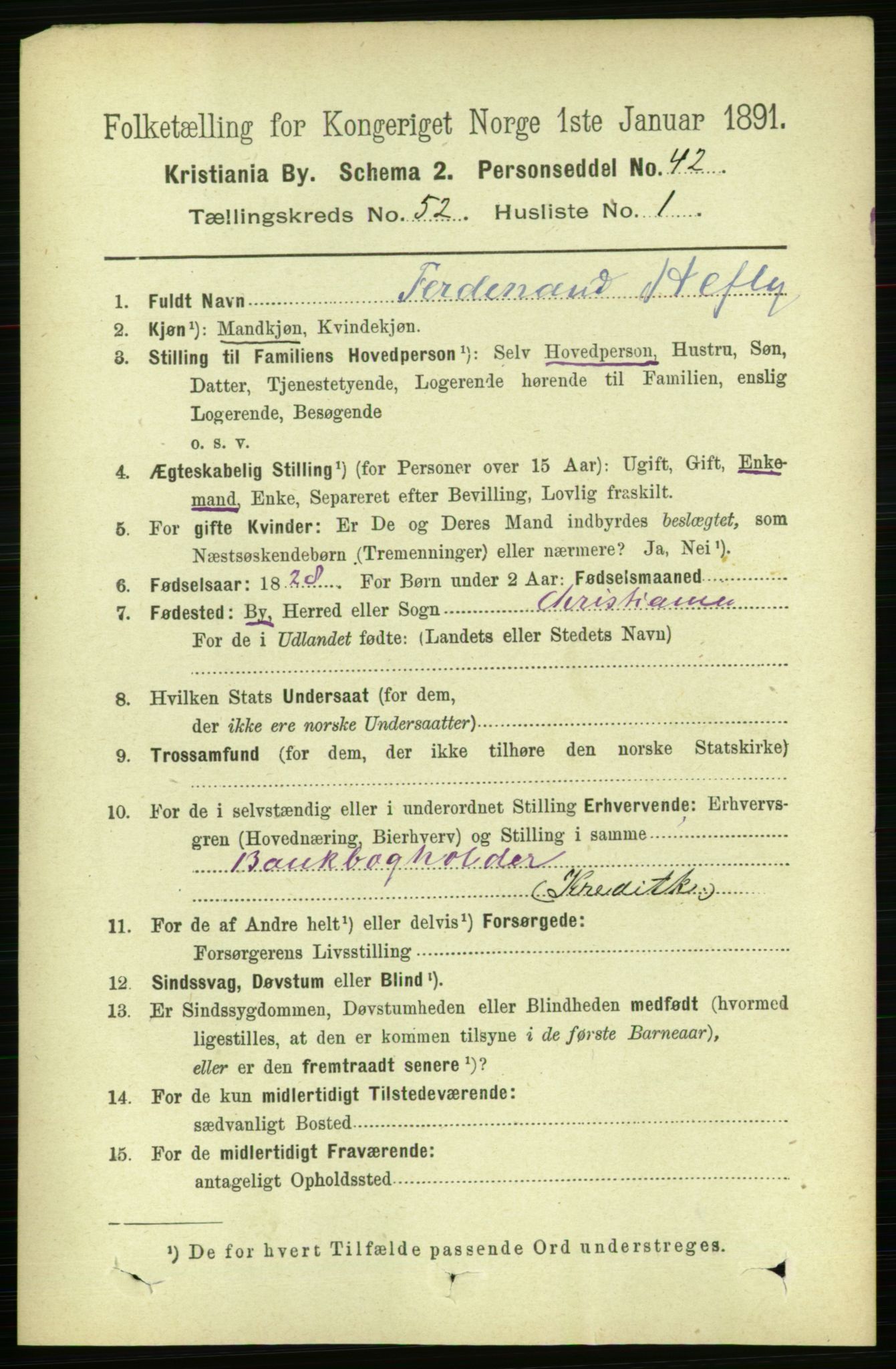 RA, 1891 census for 0301 Kristiania, 1891, p. 29605