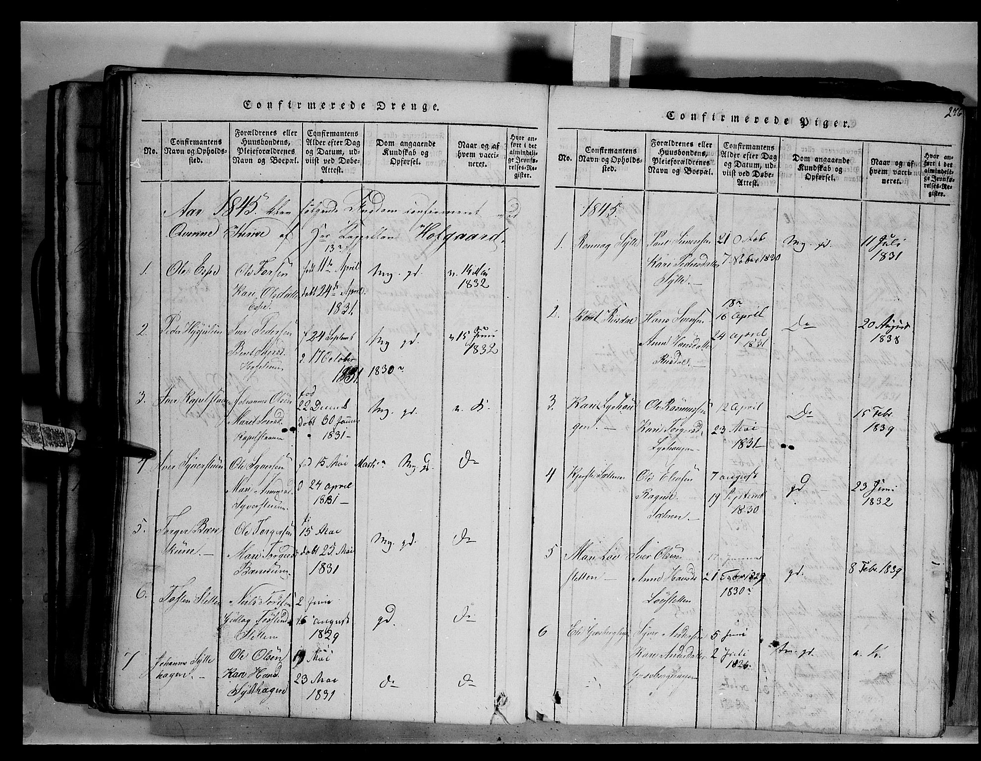 Fron prestekontor, SAH/PREST-078/H/Ha/Hab/L0003: Parish register (copy) no. 3, 1816-1850, p. 276