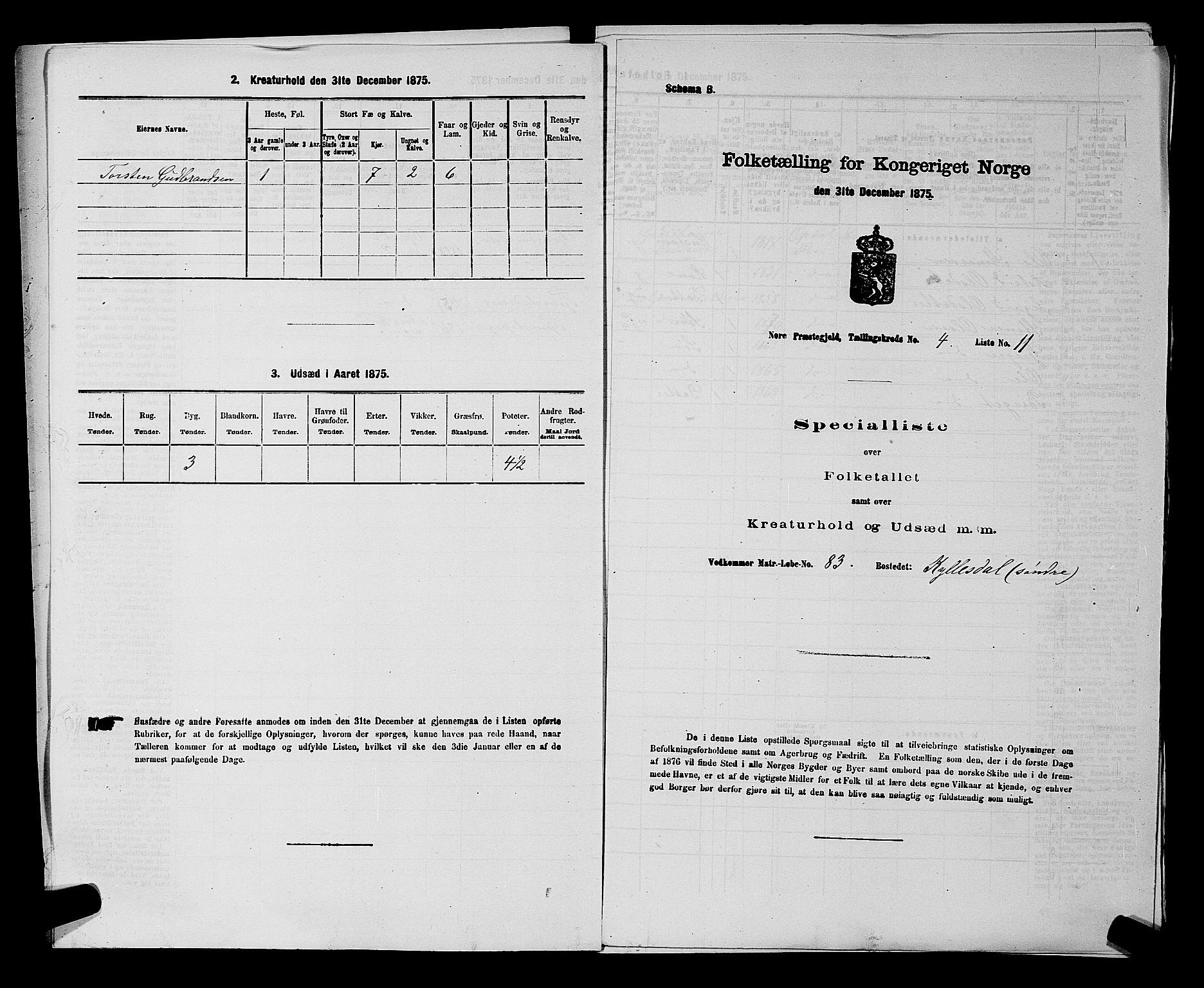 SAKO, 1875 census for 0633P Nore, 1875, p. 598