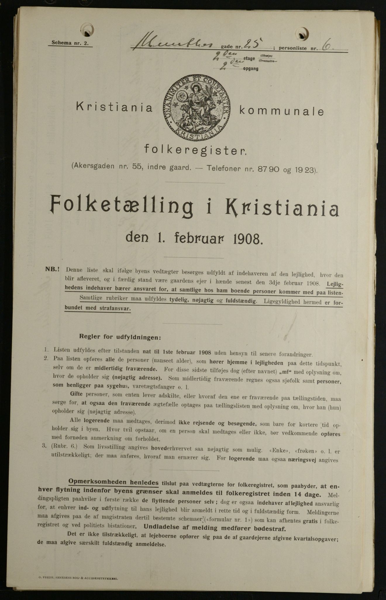 OBA, Municipal Census 1908 for Kristiania, 1908, p. 61009