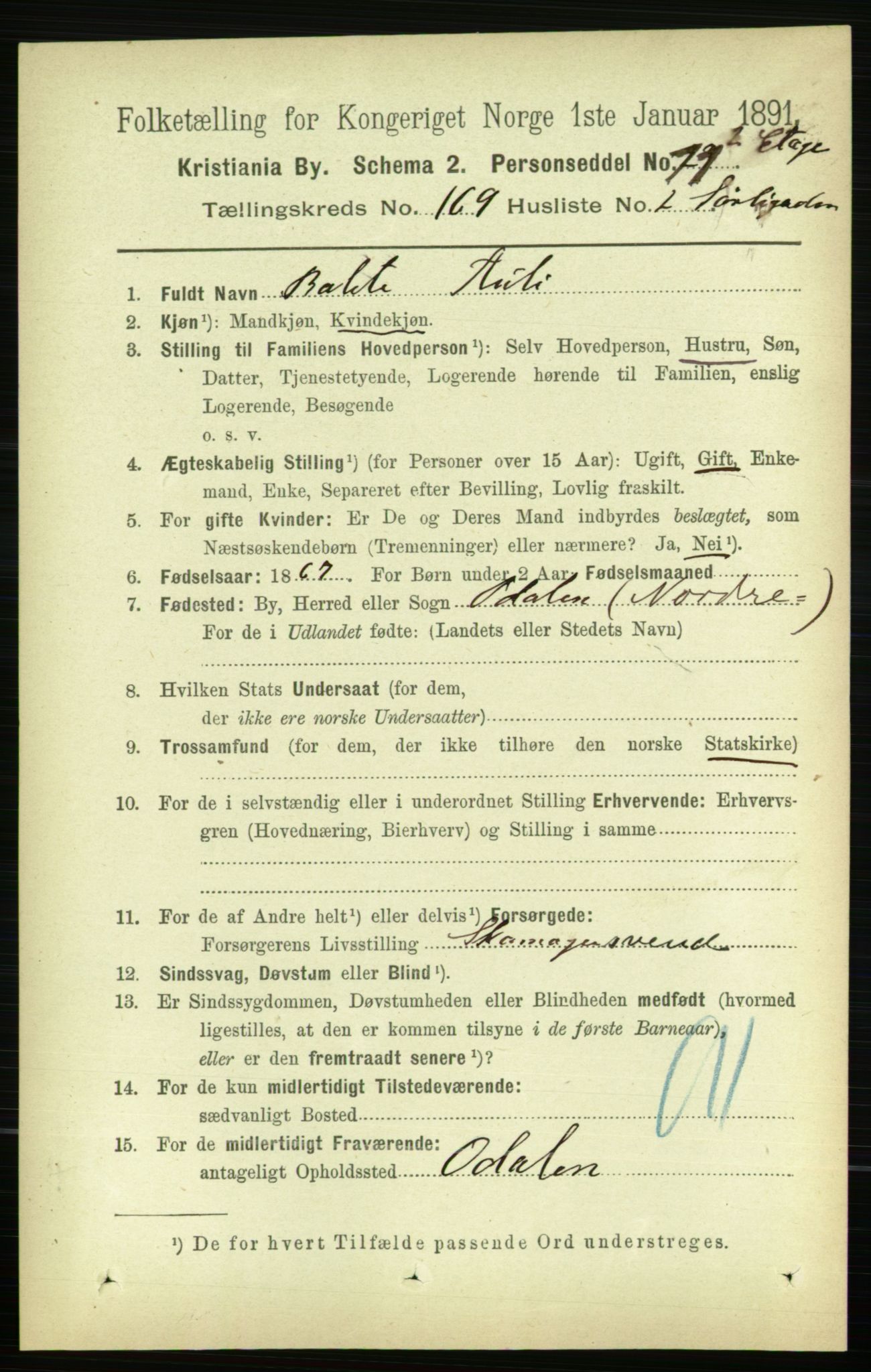 RA, 1891 census for 0301 Kristiania, 1891, p. 98912