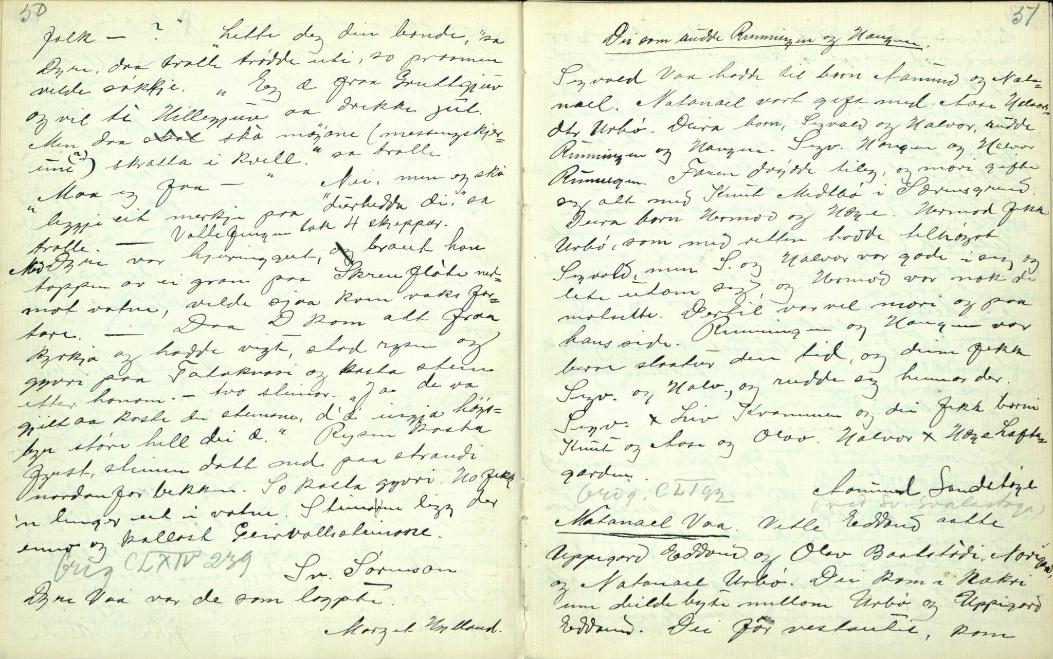 Rikard Berge, TEMU/TGM-A-1003/F/L0002/0023: 031-060 Innholdslister / 53 Segnir og sogur. Raudland, Vinje m.fl. , 1910-1950, p. 50-51