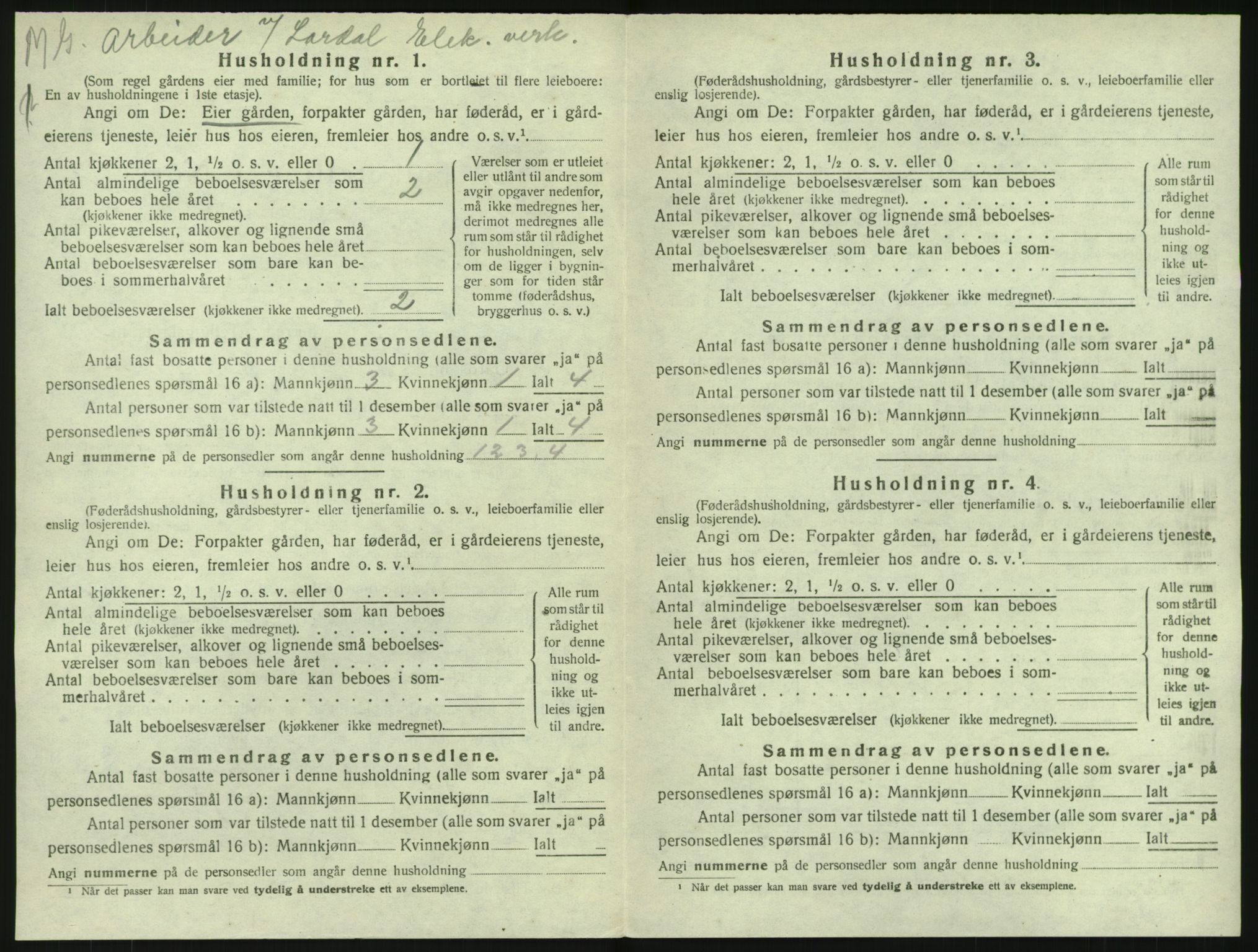 SAKO, 1920 census for Lardal, 1920, p. 876