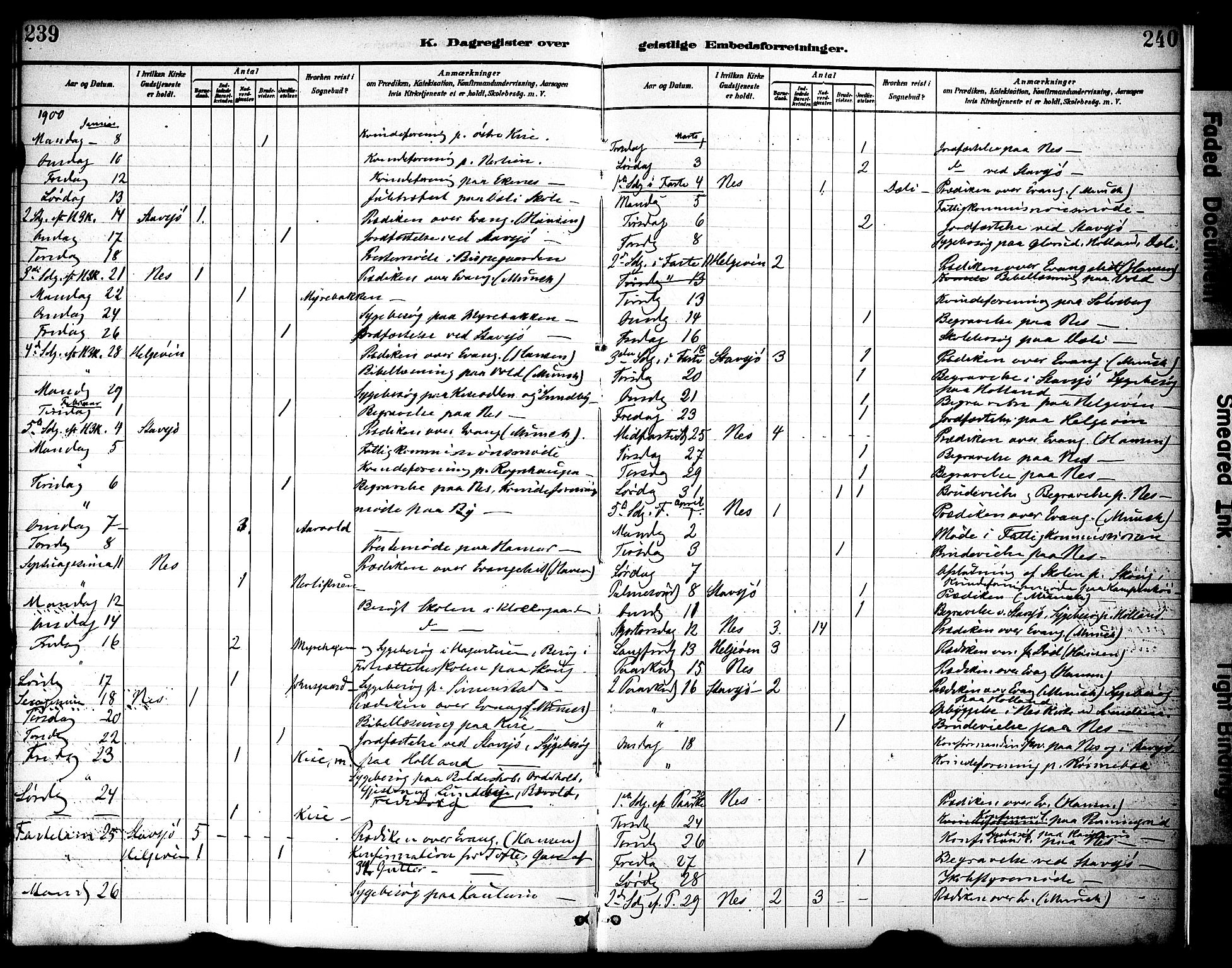 Nes prestekontor, Hedmark, AV/SAH-PREST-020/K/Ka/L0010: Parish register (official) no. 10, 1887-1905, p. 239-240