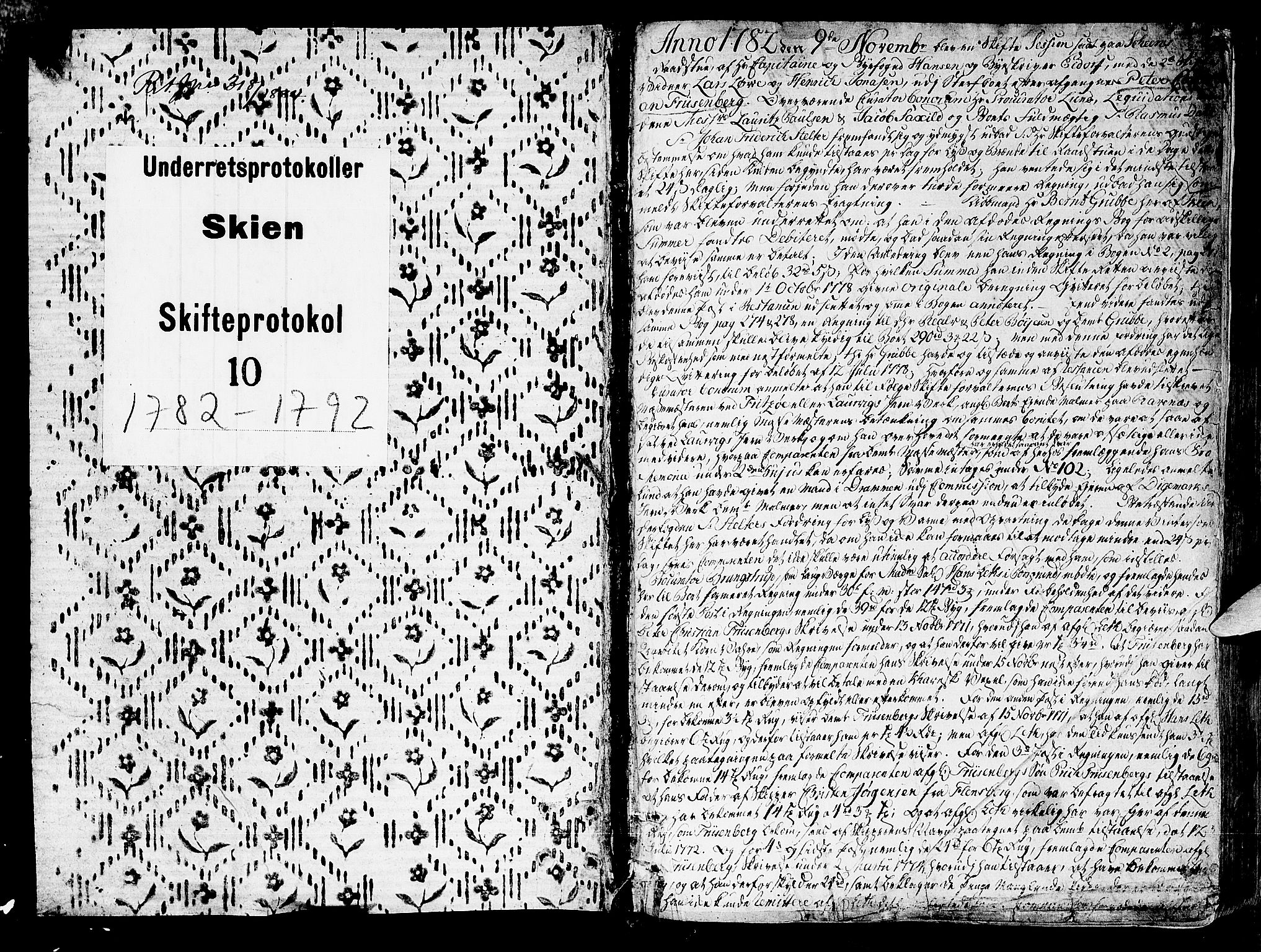 Skien byfogd, SAKO/A-219/H/Hd/L0002: Skifteforhandlingsprotokoll., 1782-1792, p. 2