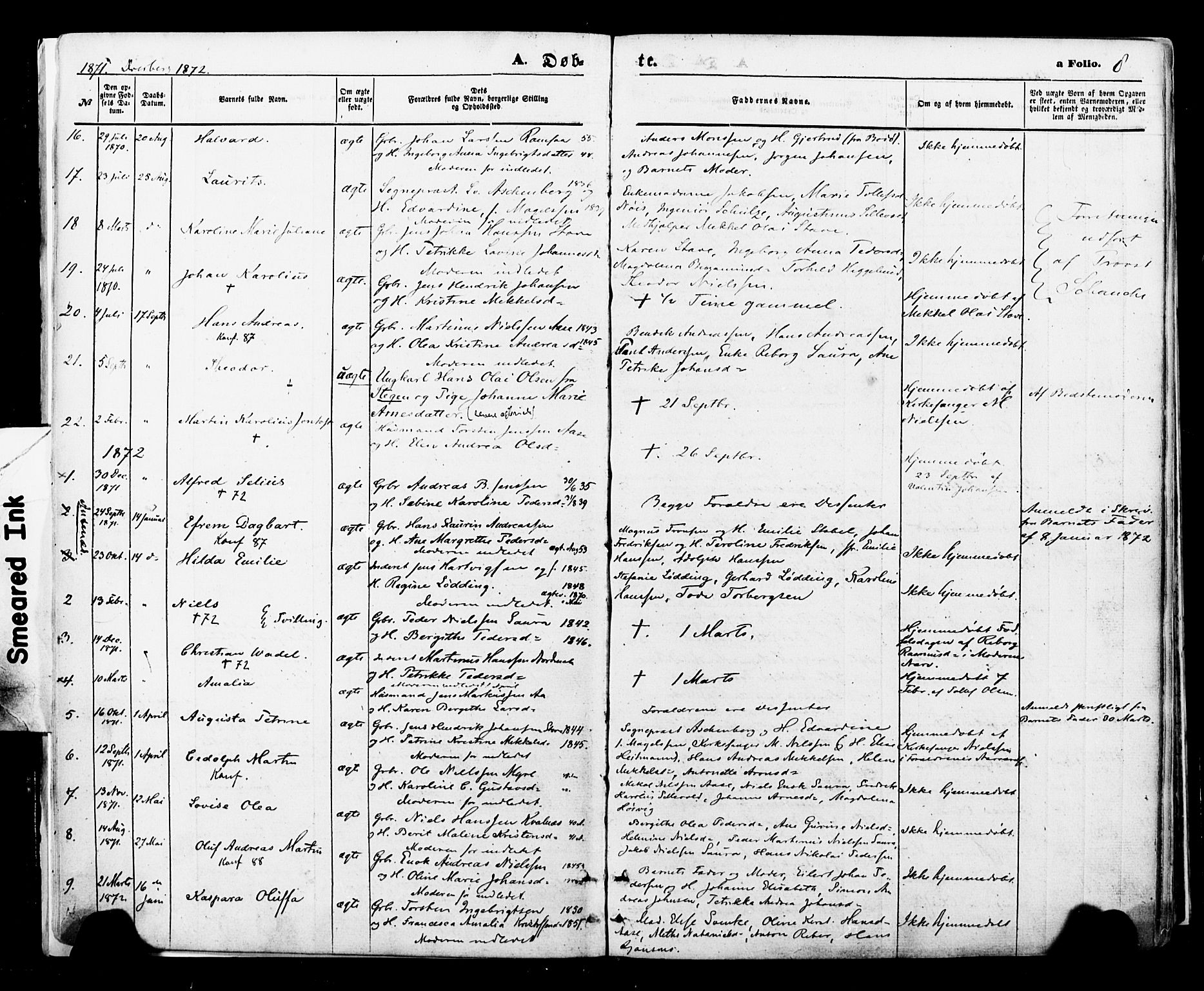 Ministerialprotokoller, klokkerbøker og fødselsregistre - Nordland, SAT/A-1459/897/L1397: Parish register (official) no. 897A05 /1, 1867-1880, p. 8