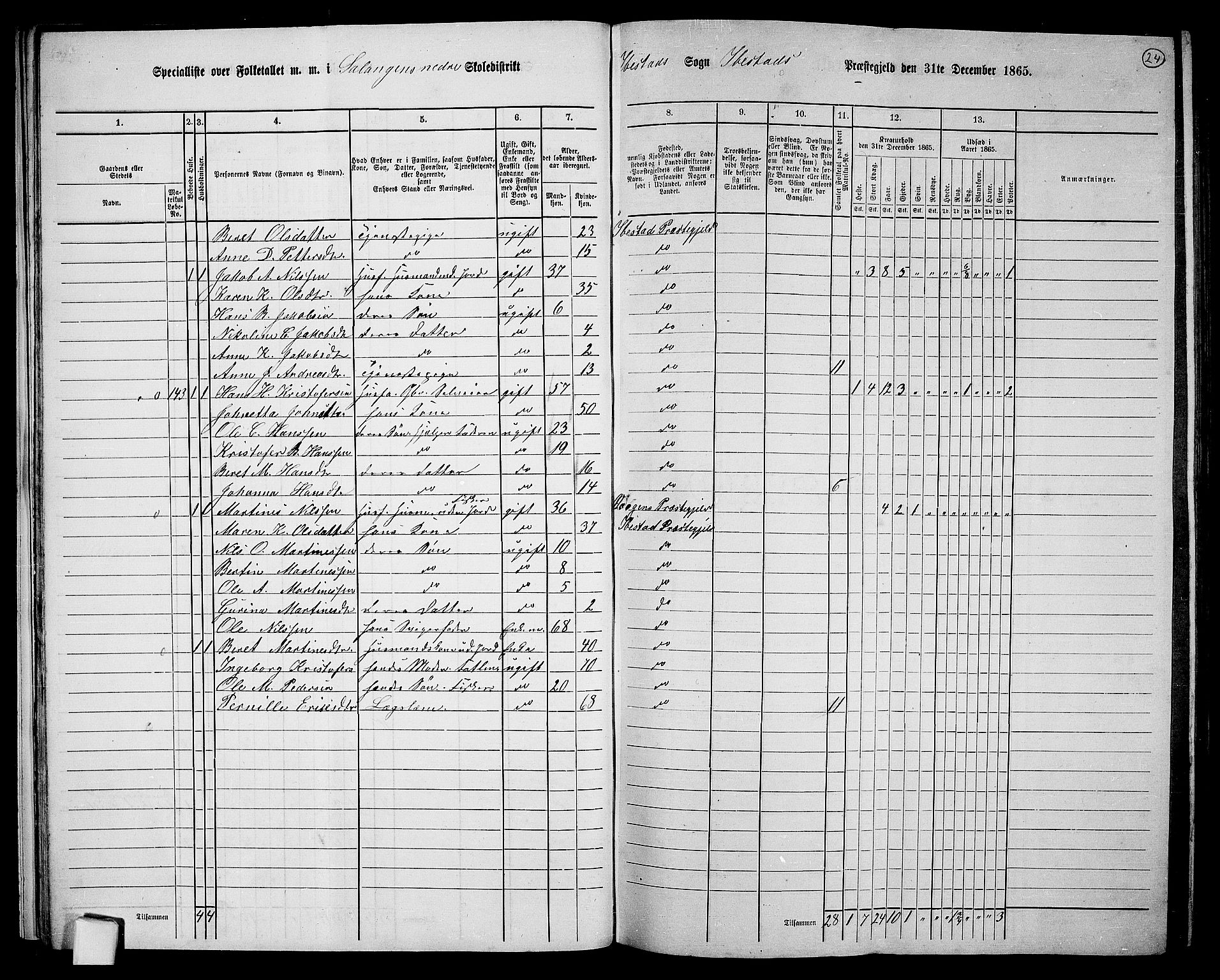 RA, 1865 census for Ibestad, 1865, p. 24