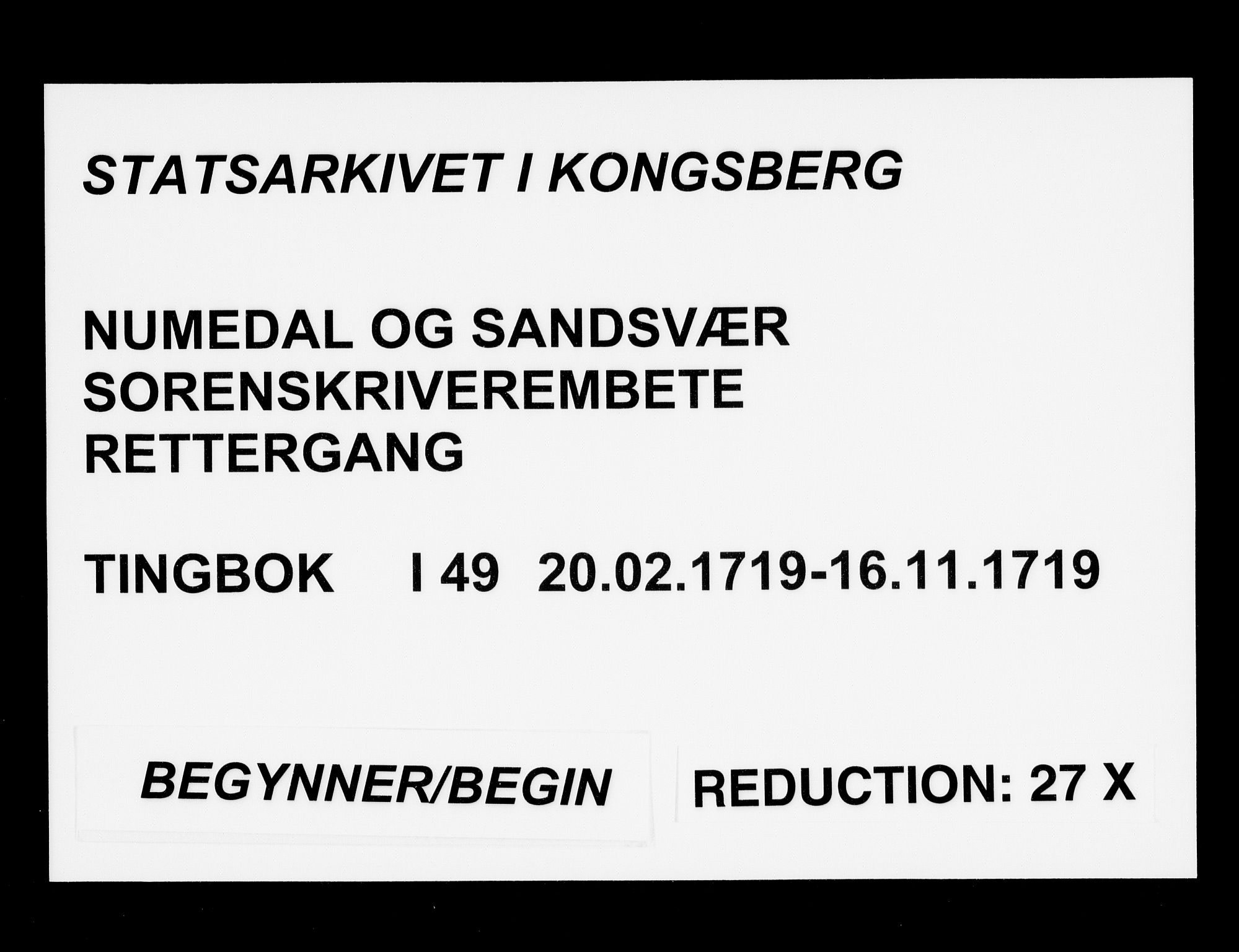 Numedal og Sandsvær sorenskriveri, AV/SAKO-A-128/F/Fa/Faa/L0049: Tingbøker, 1719