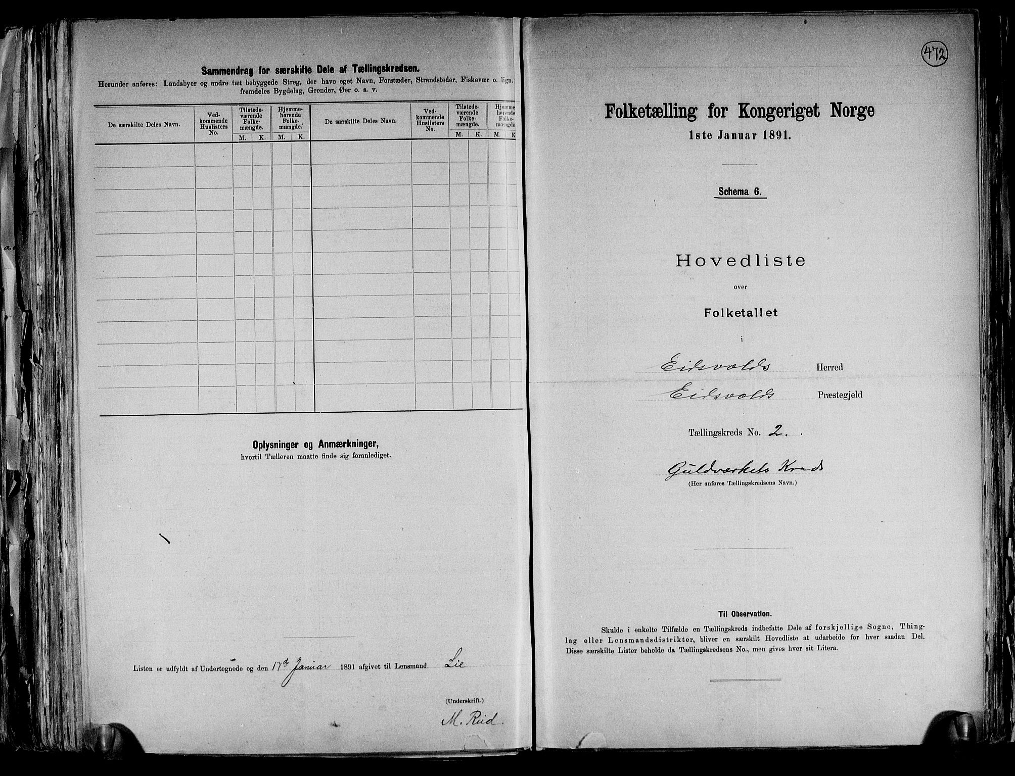 RA, 1891 census for 0237 Eidsvoll, 1891, p. 9