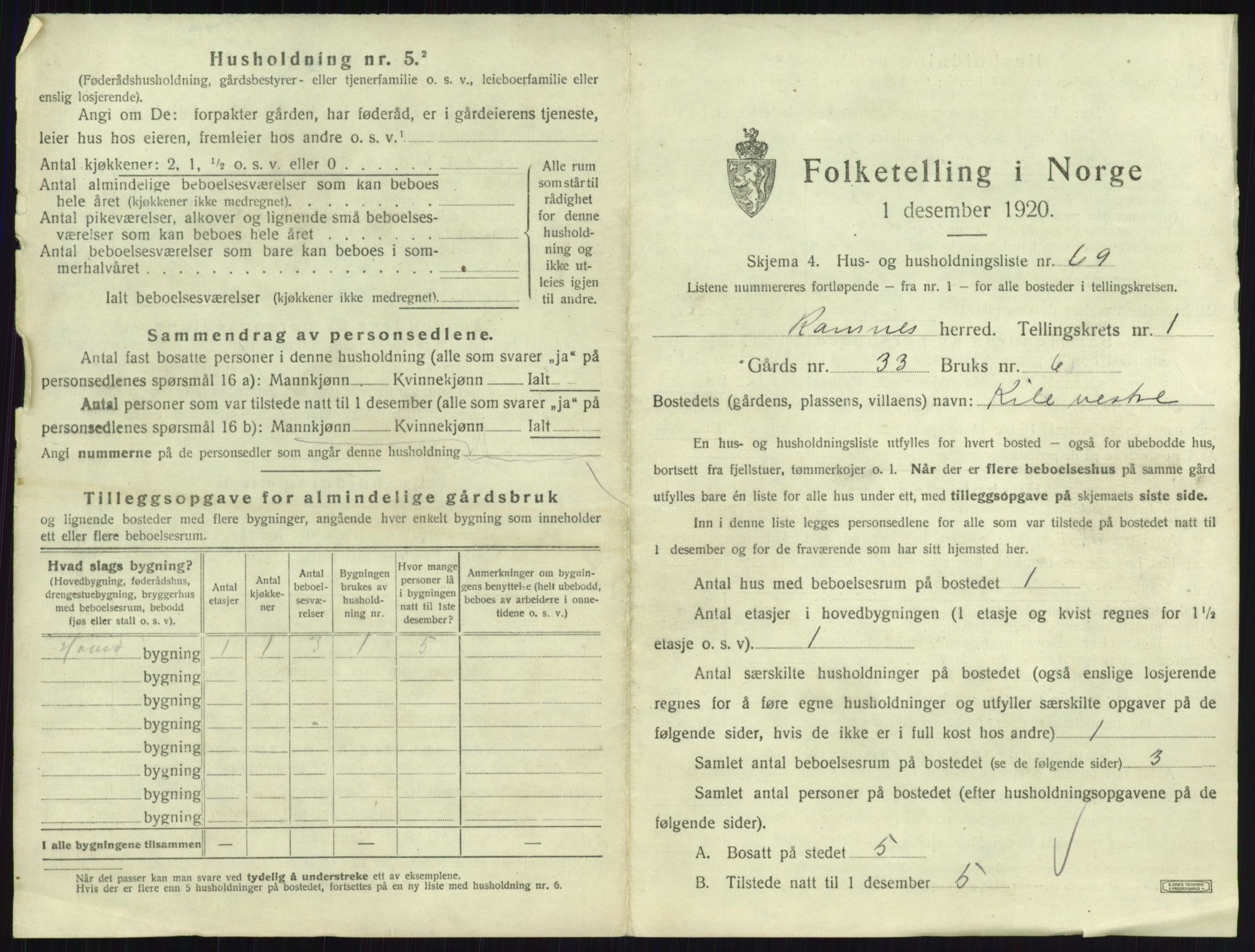 SAKO, 1920 census for Ramnes, 1920, p. 169