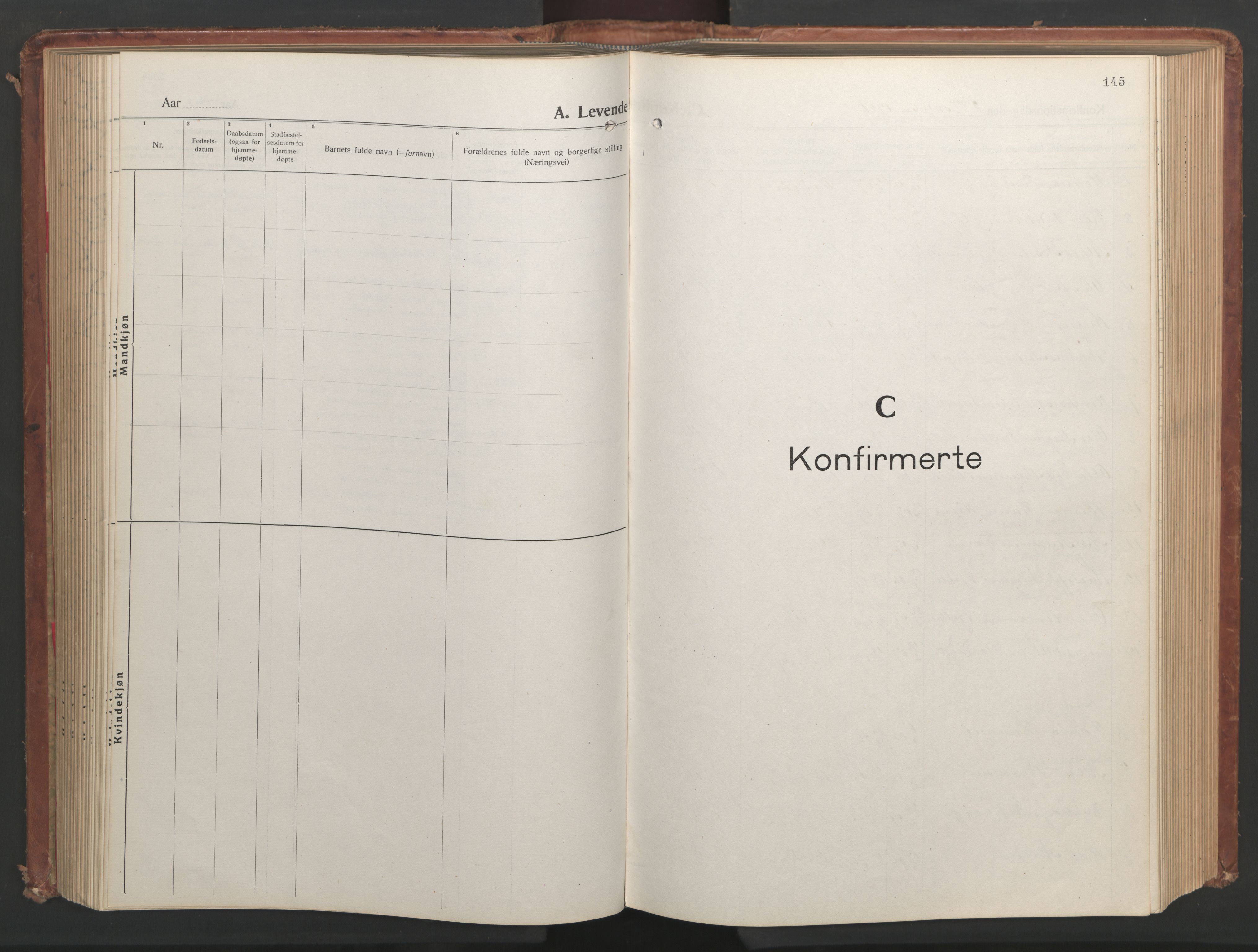 Ministerialprotokoller, klokkerbøker og fødselsregistre - Møre og Romsdal, SAT/A-1454/551/L0633: Parish register (copy) no. 551C05, 1921-1961, p. 145