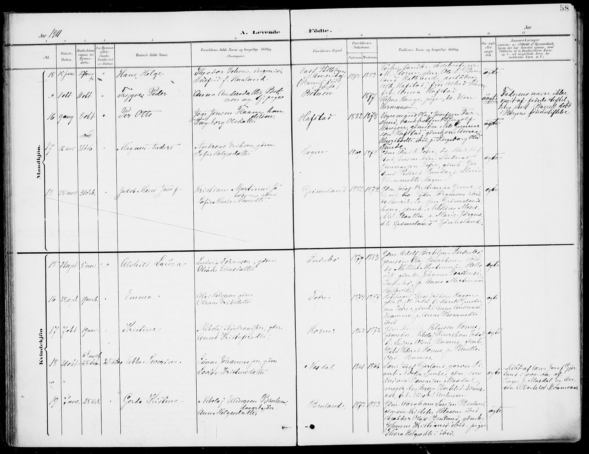 Førde sokneprestembete, AV/SAB-A-79901/H/Haa/Haab/L0002: Parish register (official) no. B  2, 1899-1920, p. 58