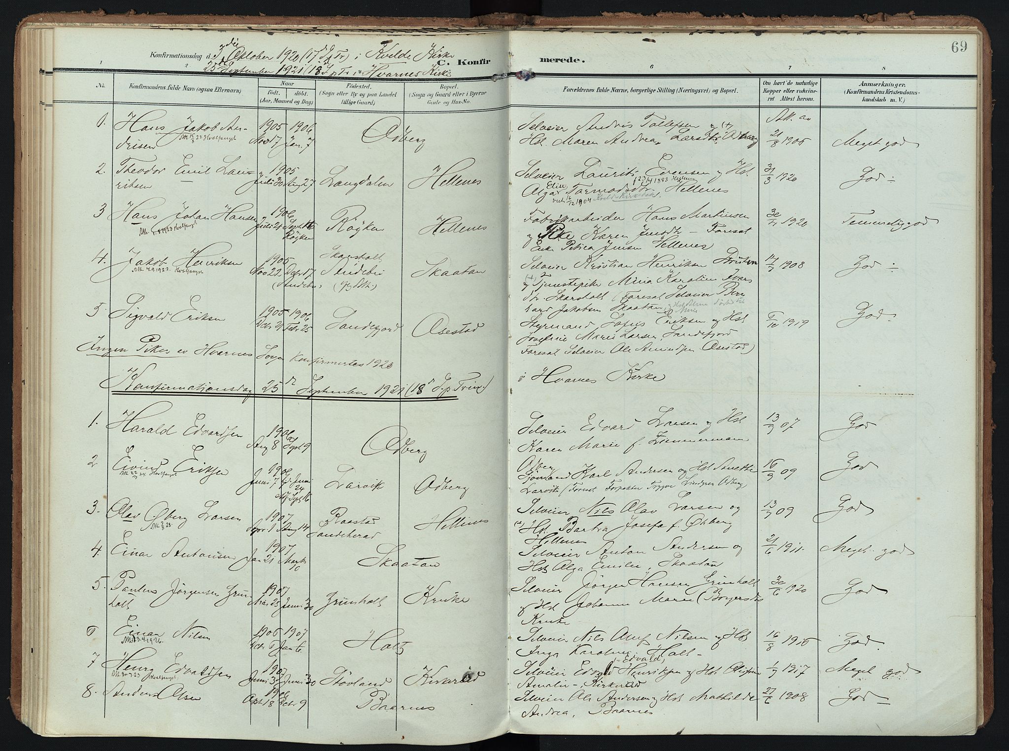 Hedrum kirkebøker, AV/SAKO-A-344/F/Fc/L0002: Parish register (official) no. III 2, 1907-1930, p. 69