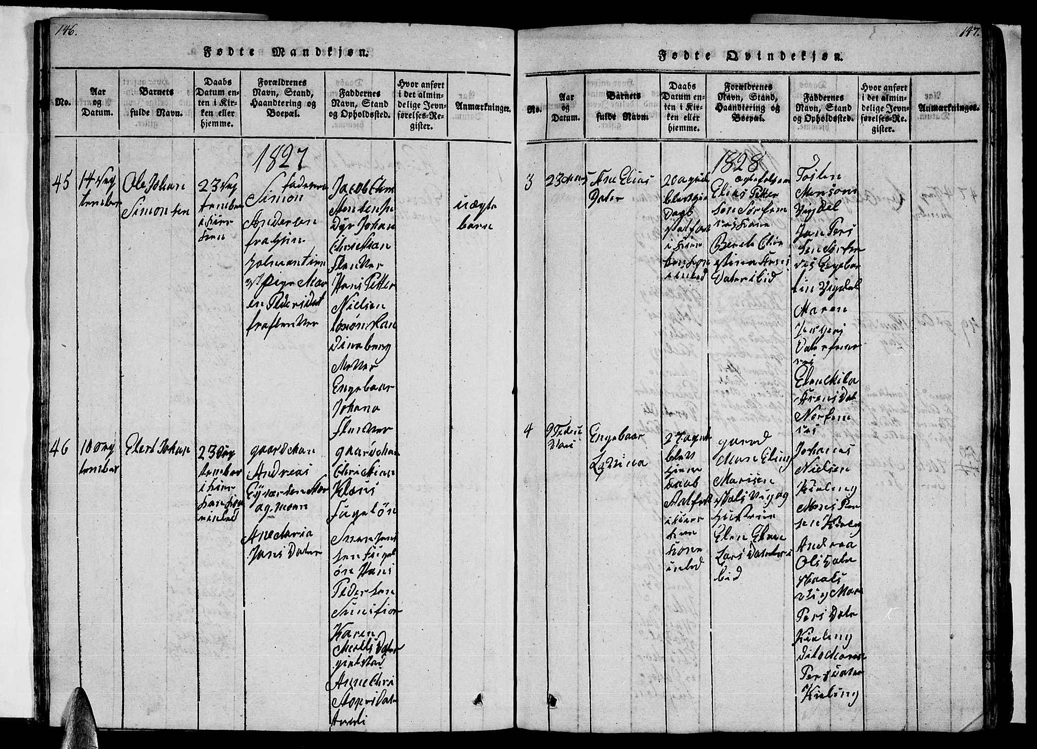 Ministerialprotokoller, klokkerbøker og fødselsregistre - Nordland, AV/SAT-A-1459/805/L0105: Parish register (copy) no. 805C01, 1820-1839, p. 146-147