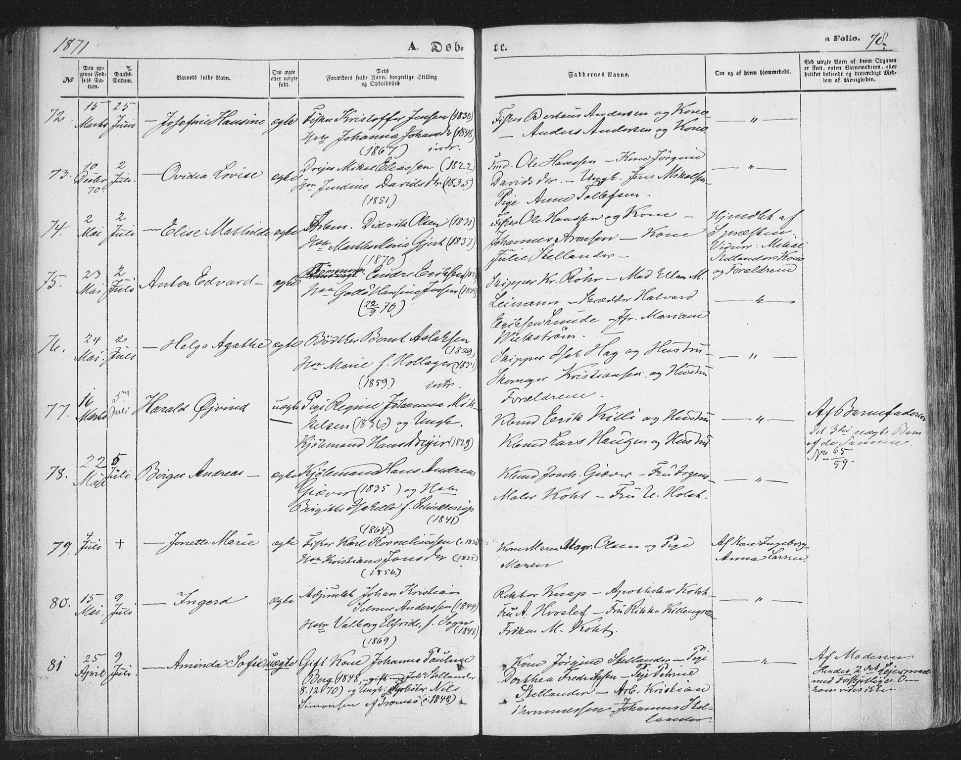 Tromsø sokneprestkontor/stiftsprosti/domprosti, SATØ/S-1343/G/Ga/L0012kirke: Parish register (official) no. 12, 1865-1871, p. 78