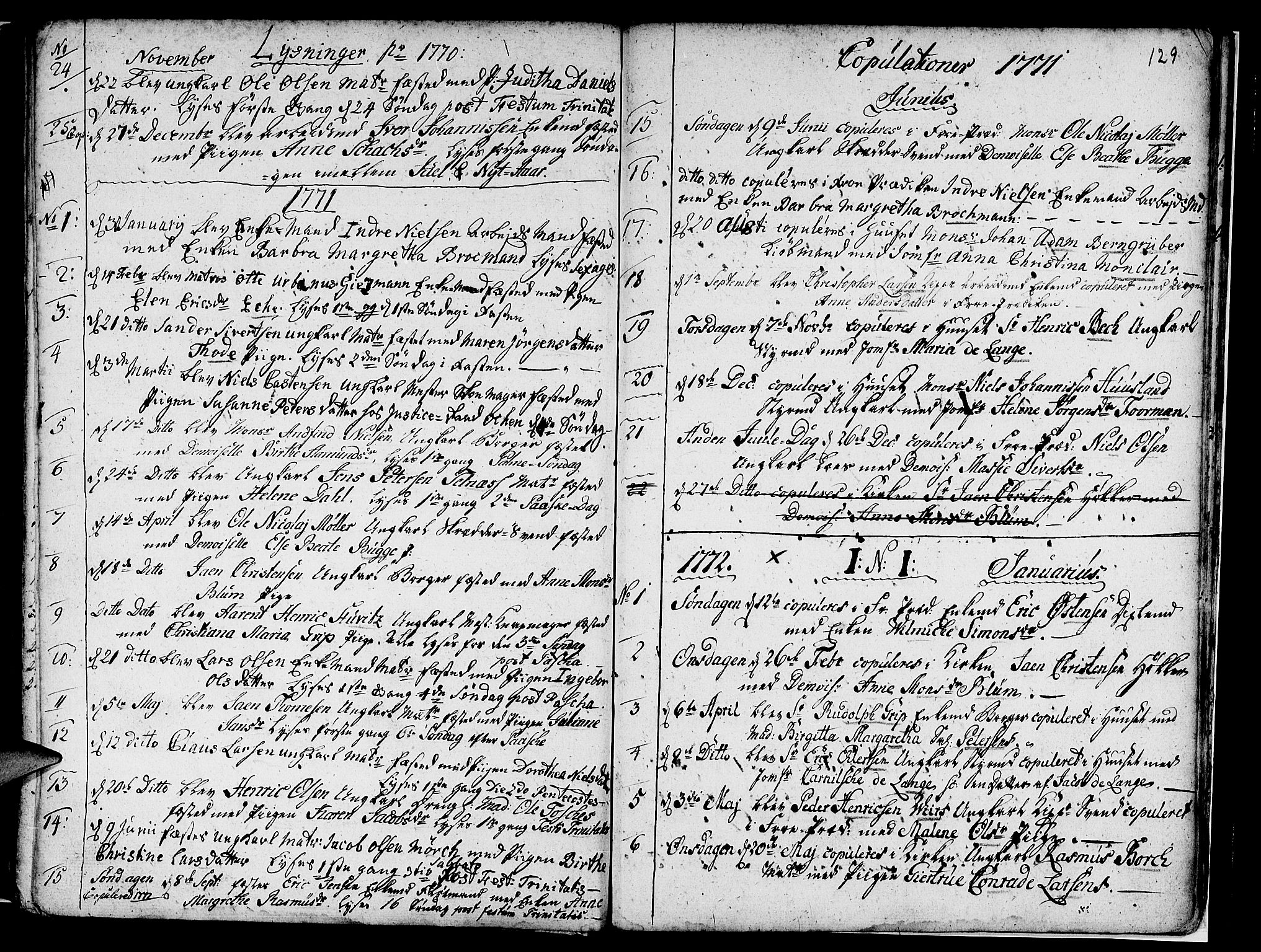 Nykirken Sokneprestembete, AV/SAB-A-77101/H/Haa/L0007: Parish register (official) no. A 7, 1719-1781, p. 129