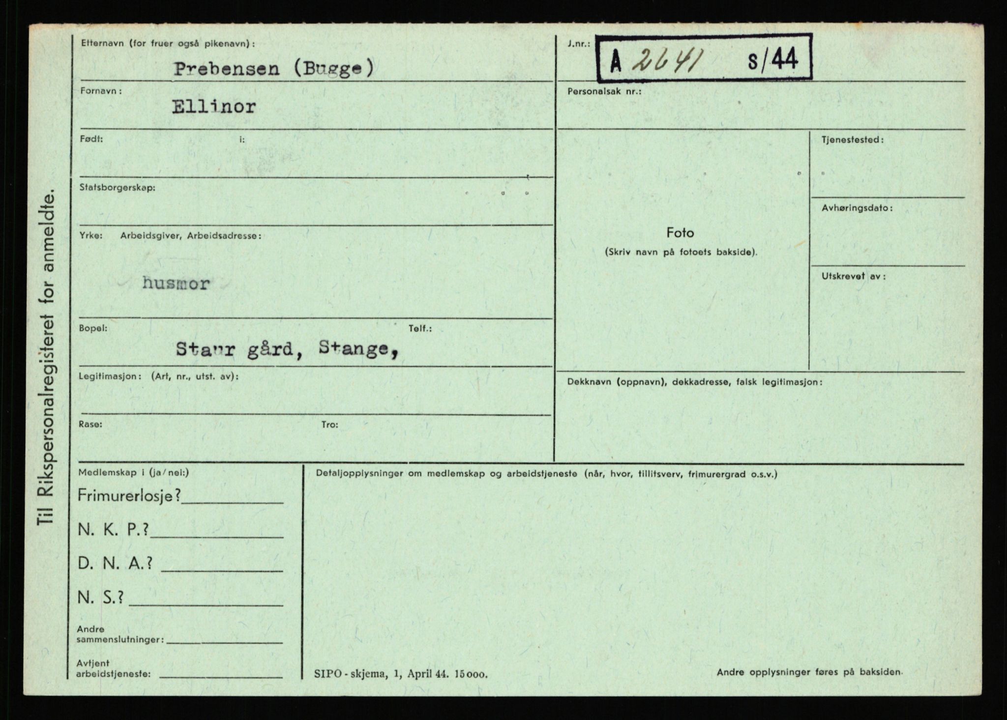 Statspolitiet - Hovedkontoret / Osloavdelingen, AV/RA-S-1329/C/Ca/L0012: Oanæs - Quistgaard	, 1943-1945, p. 4765