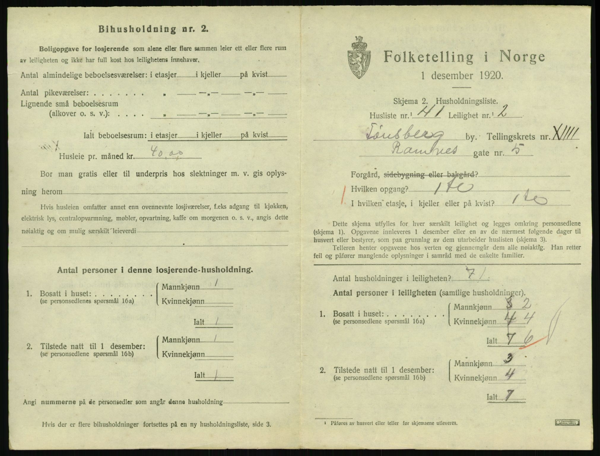 SAKO, 1920 census for Tønsberg, 1920, p. 6009