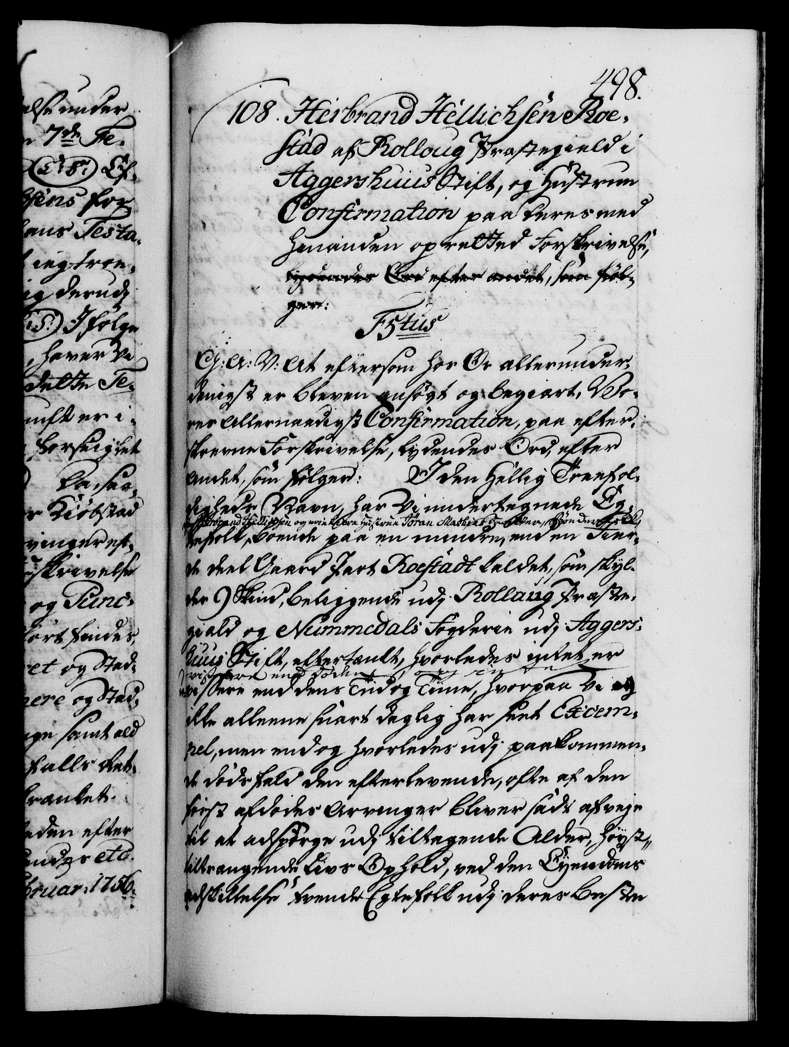 Danske Kanselli 1572-1799, AV/RA-EA-3023/F/Fc/Fca/Fcaa/L0039: Norske registre, 1755-1756, p. 498a