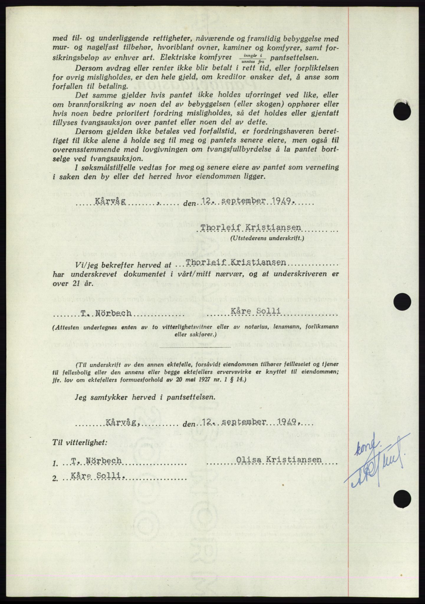 Nordmøre sorenskriveri, AV/SAT-A-4132/1/2/2Ca: Mortgage book no. B102, 1949-1949, Diary no: : 2536/1949