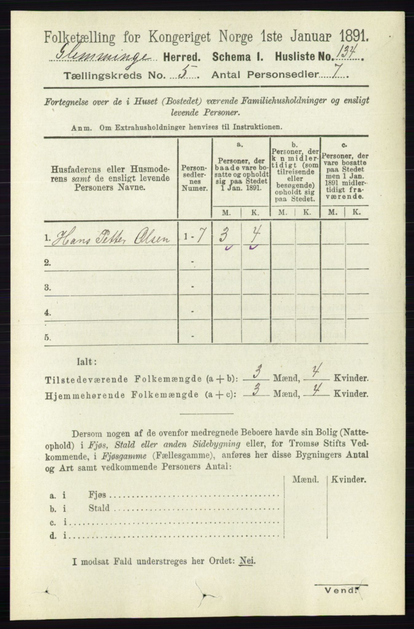 RA, 1891 census for 0132 Glemmen, 1891, p. 6031