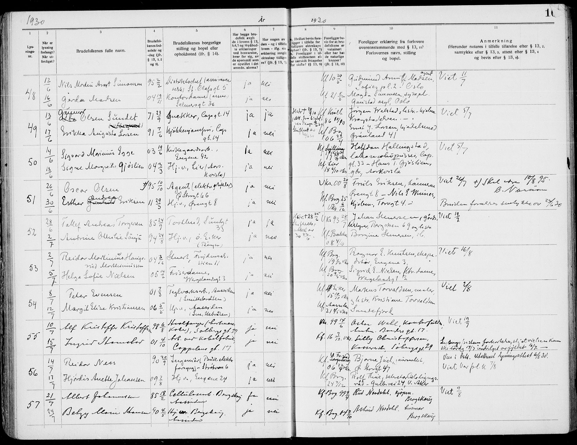 Bragernes kirkebøker, AV/SAKO-A-6/H/Ha/L0013: Banns register no. 13, 1929-1937, p. 16