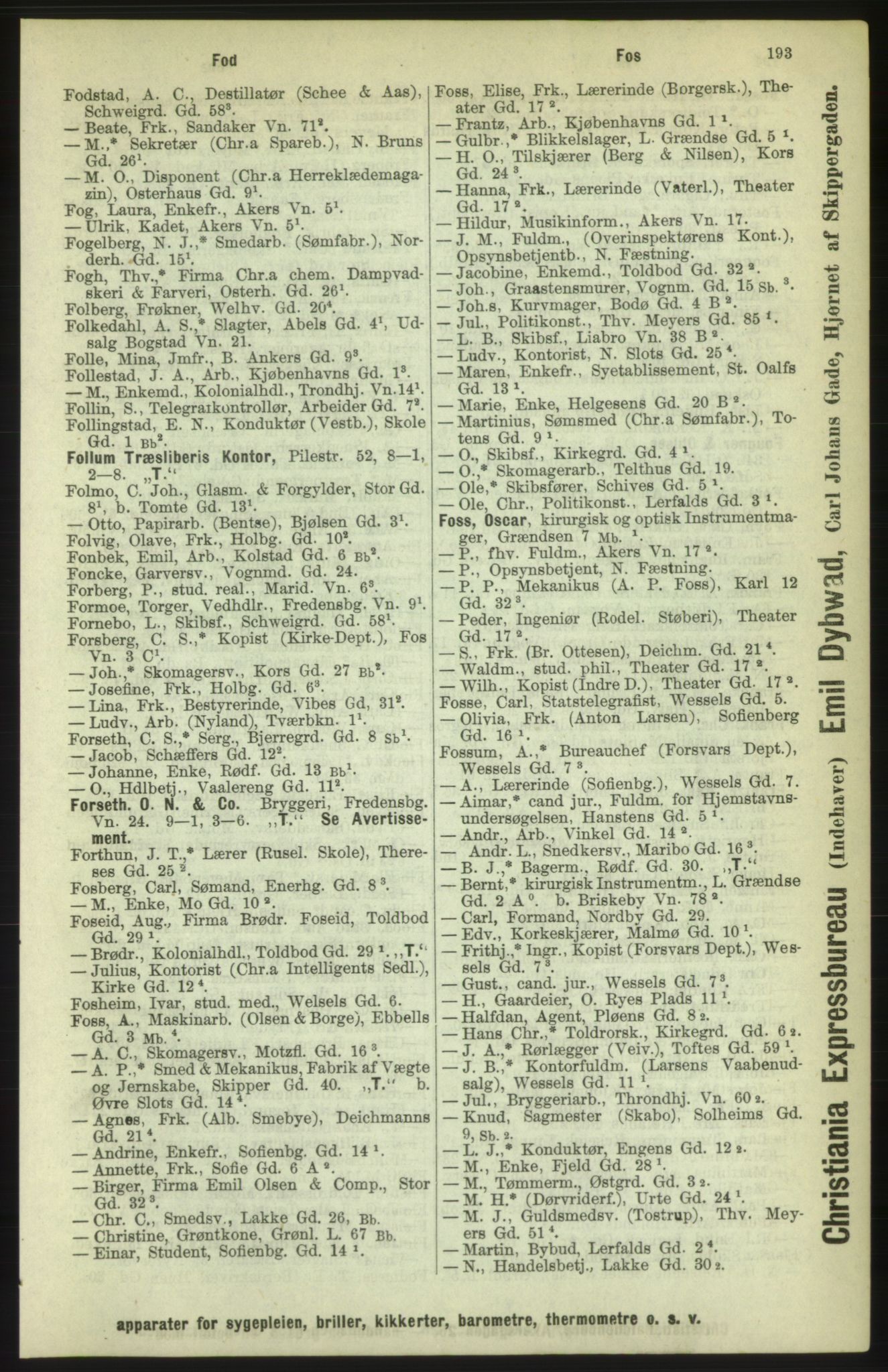 Kristiania/Oslo adressebok, PUBL/-, 1886, p. 193