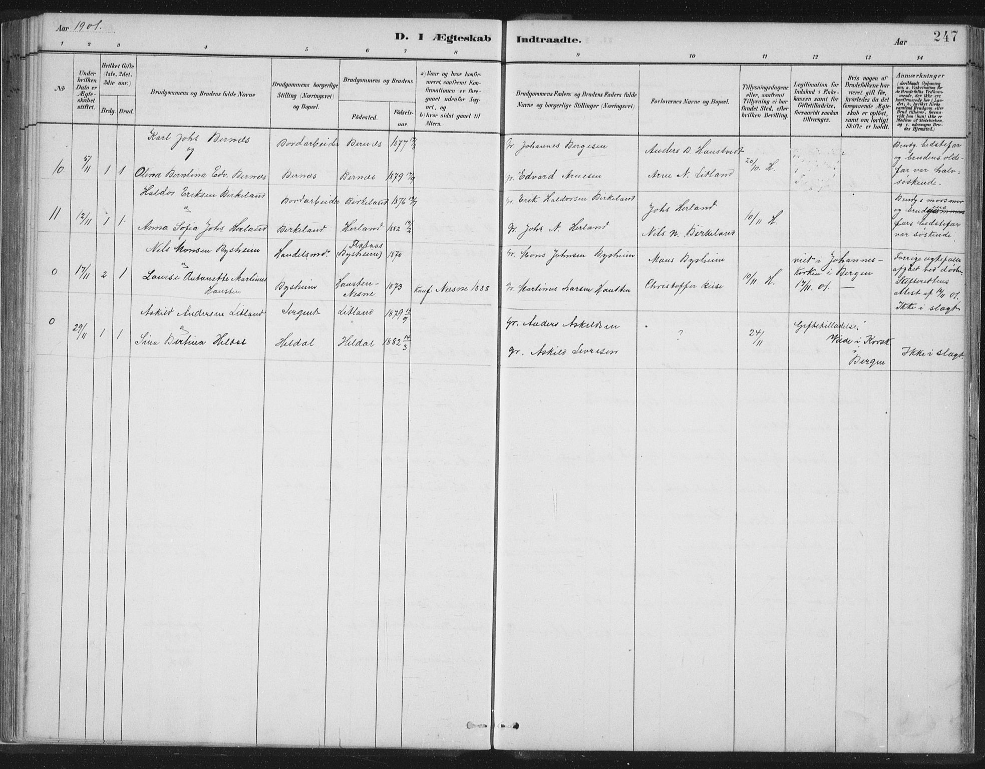 Hosanger sokneprestembete, AV/SAB-A-75801/H/Hab: Parish register (copy) no. A 3 II, 1882-1903, p. 247