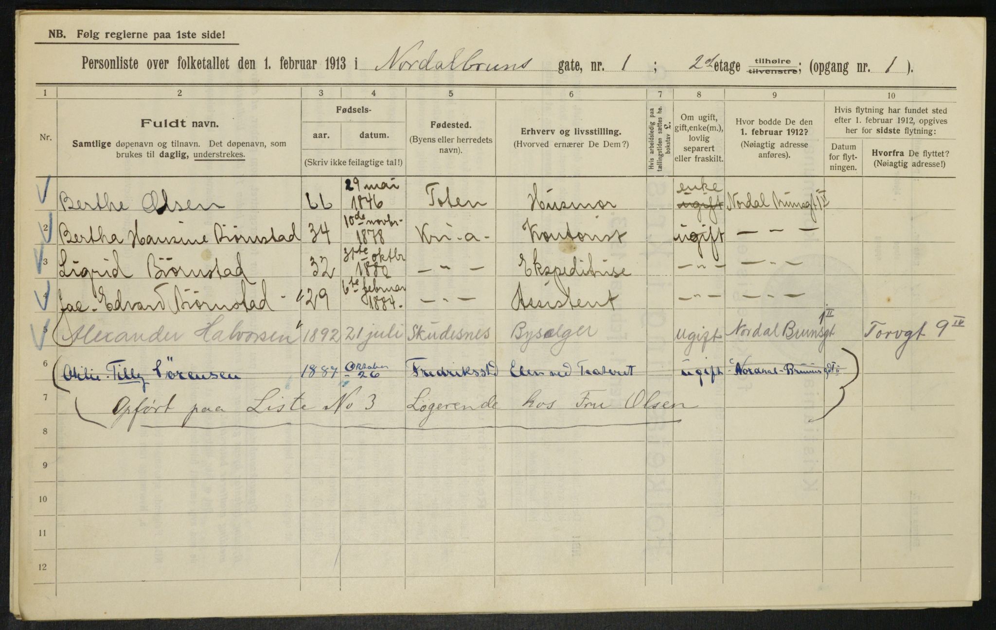 OBA, Municipal Census 1913 for Kristiania, 1913, p. 72205