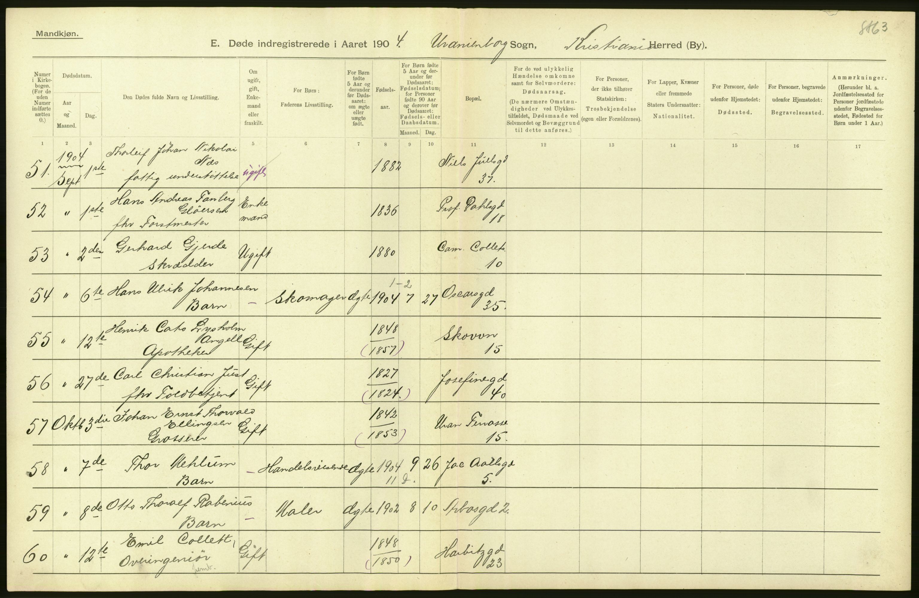 Statistisk sentralbyrå, Sosiodemografiske emner, Befolkning, AV/RA-S-2228/D/Df/Dfa/Dfab/L0004: Kristiania: Gifte, døde, 1904, p. 286