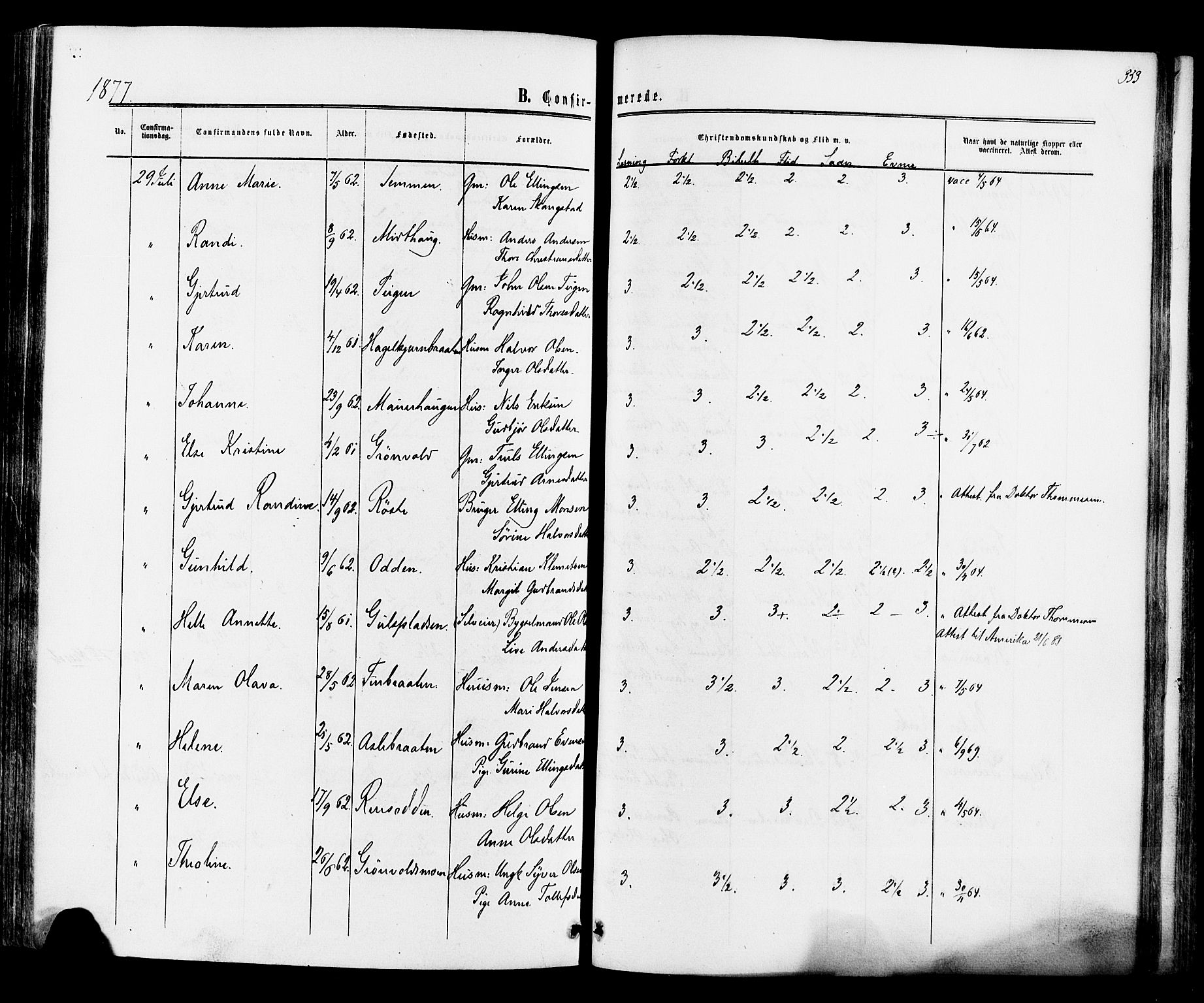 Ådal kirkebøker, AV/SAKO-A-248/F/Fa/L0001: Parish register (official) no. I 1, 1857-1883, p. 353